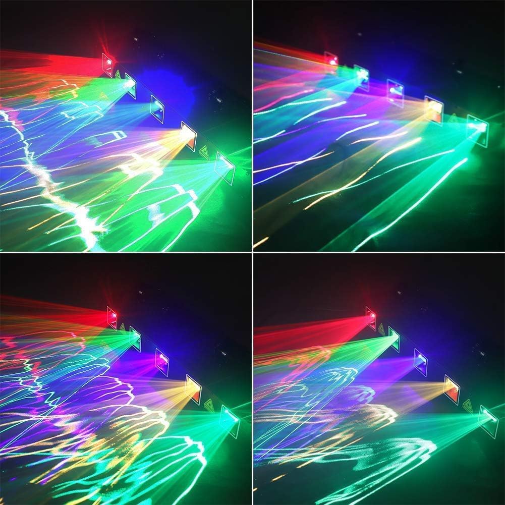 DJ Laser Lights, UKing 5 Beam Effect Sound Activated DJ Party Lights RGBYC LED Music Light by DMX Control for Disco Dancing Bir