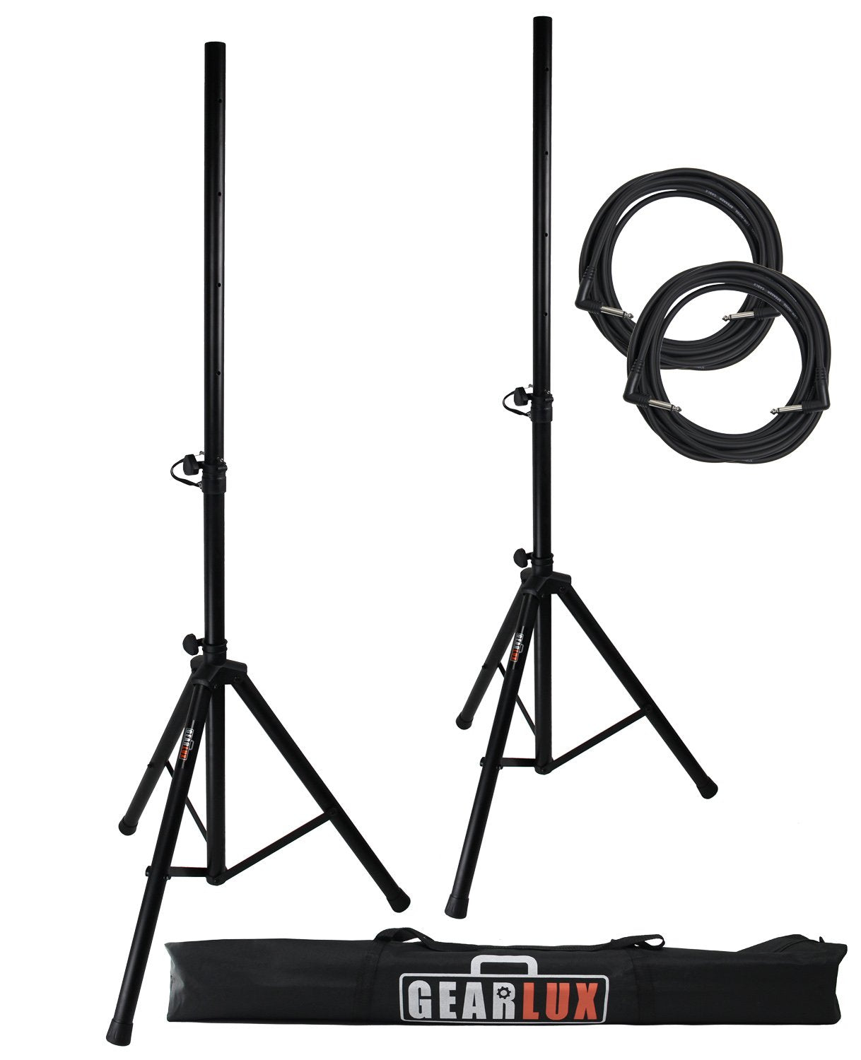 Gearlux Lightweight Tripod Speaker Stands with Carrying Case and Speaker Cables, Maximum Height 70.8 Inches, Load Capacity 110 P