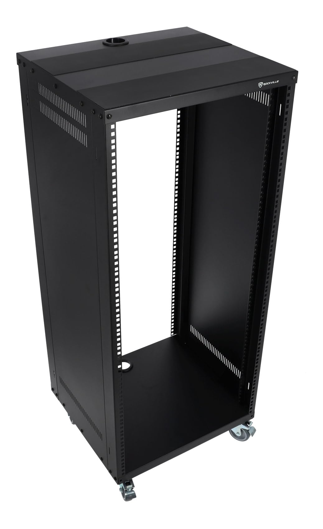 Rockville RR24U 24U Live Sound/Recording Studio Rack Case, 440lb Load, Front & Rear Rack Rails, Reversible Threaded/Square Hole 