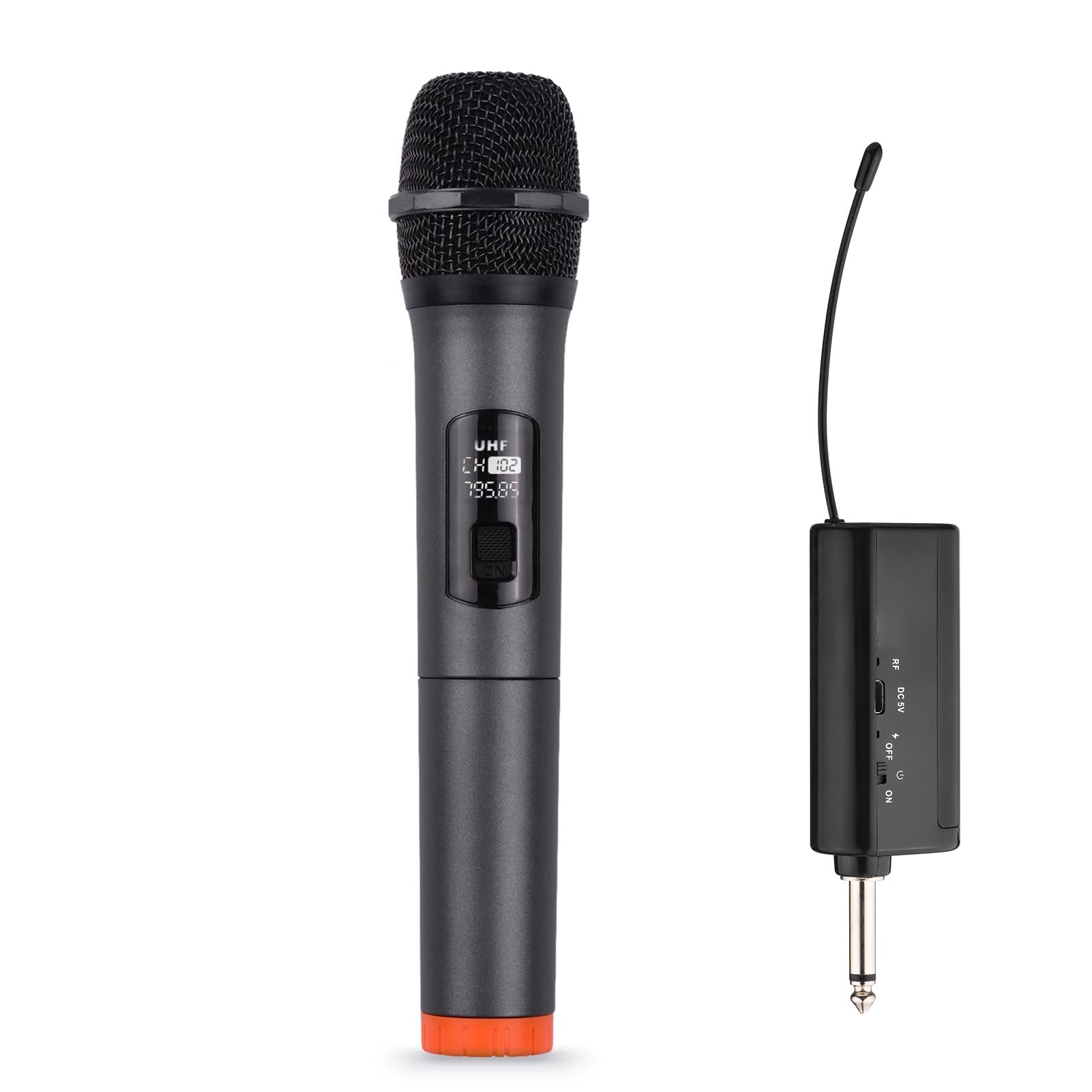 Kh Dynamic Wireless Microphone, Uhf Dynamic Mic With Portable Mini Receiver, Karaoke Handheld Mic System 6.35Mm Jack, 50-60 Feet