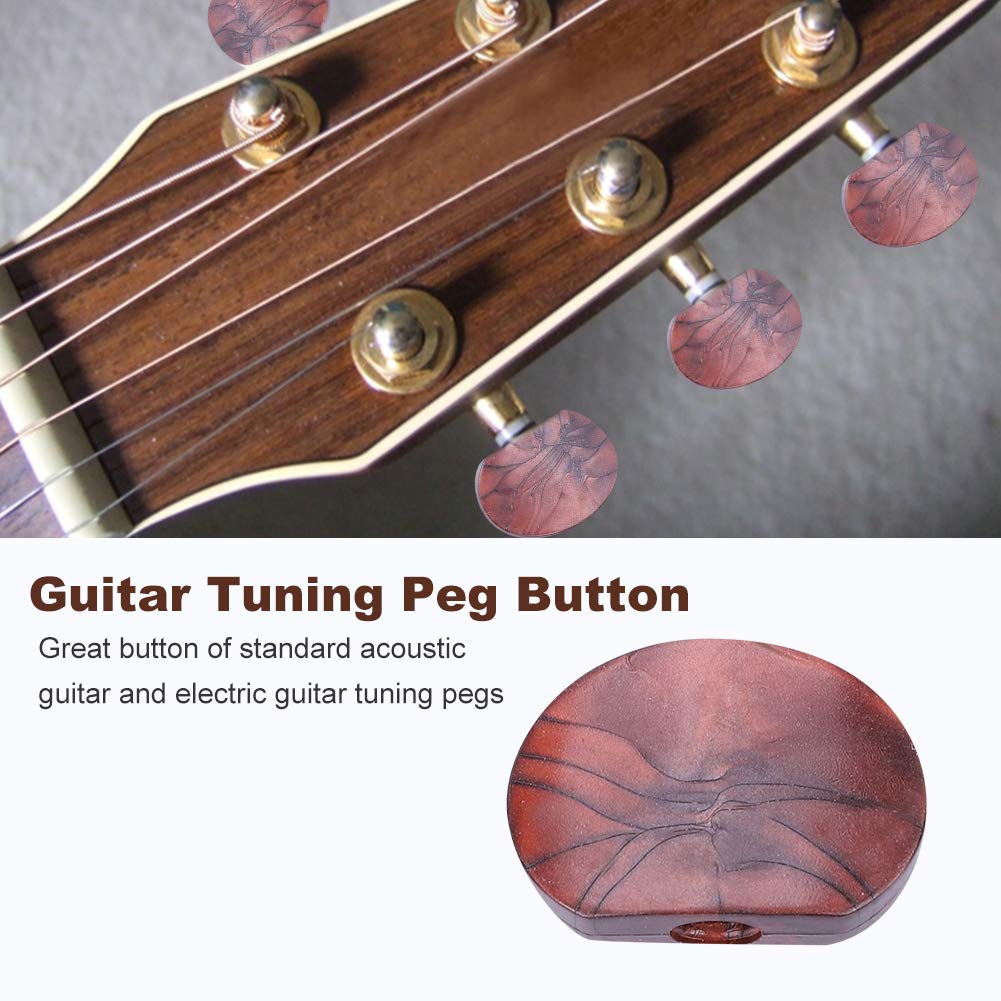 Guitar Tuning Buttons Brown, 6Pcs Guitar Tuning Peg Tuners Machine Head Replacement Tuner Buttons Knobs Set for Guitar Accessory