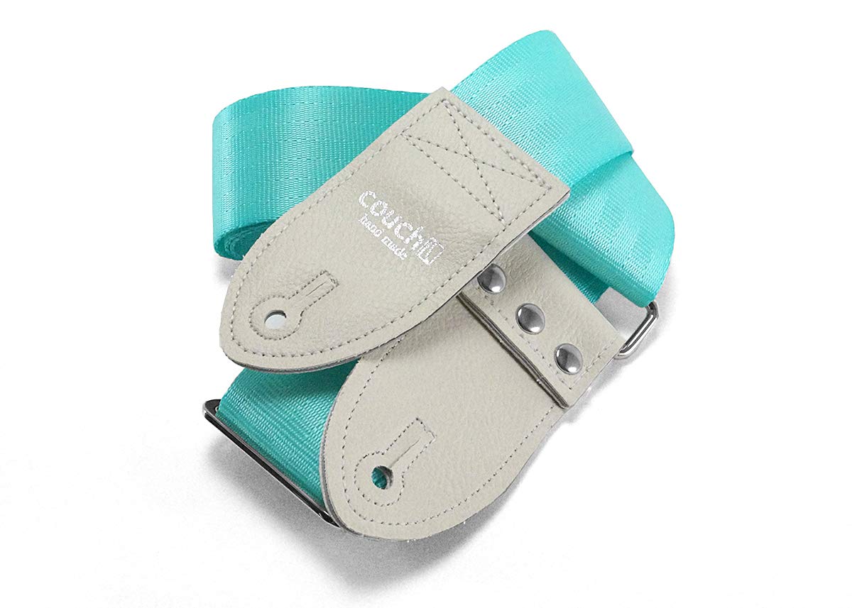 THE ORIGINAL RECYCLED SEATBELT GUITAR STRAP Made in USA by Couch Guitar Straps (Recycled Mint & White)