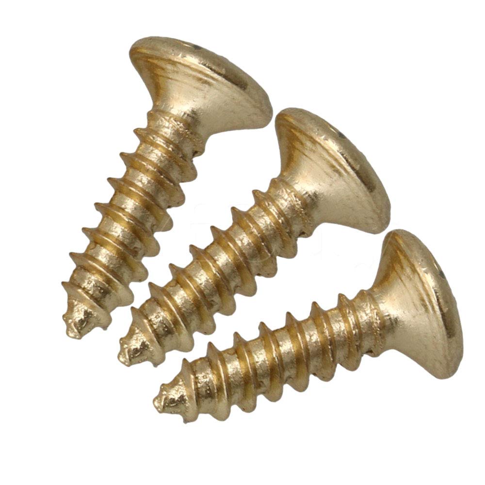 RuiLing Pack of 50 Gold Electric Guitar Pickguard Backplates Mounting Screws, Electric Guitar Bass Cover Plate Screw for ST TL L