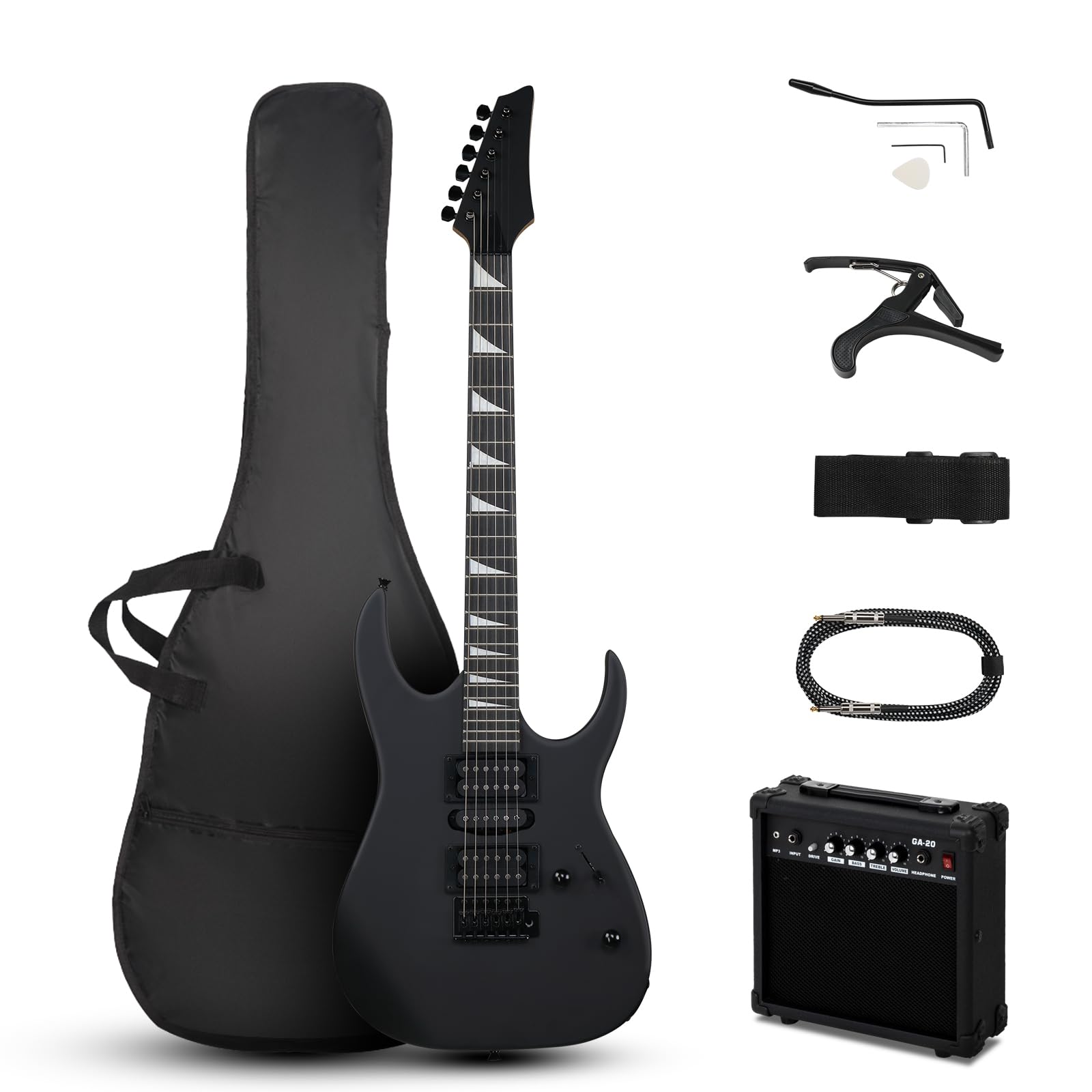 Ktaxon 39'' Electric Guitar With 20Watt Amp, Full Size 170 Model Starter Guitar Kit For Beginners & Professional W/Bag, Strap, U