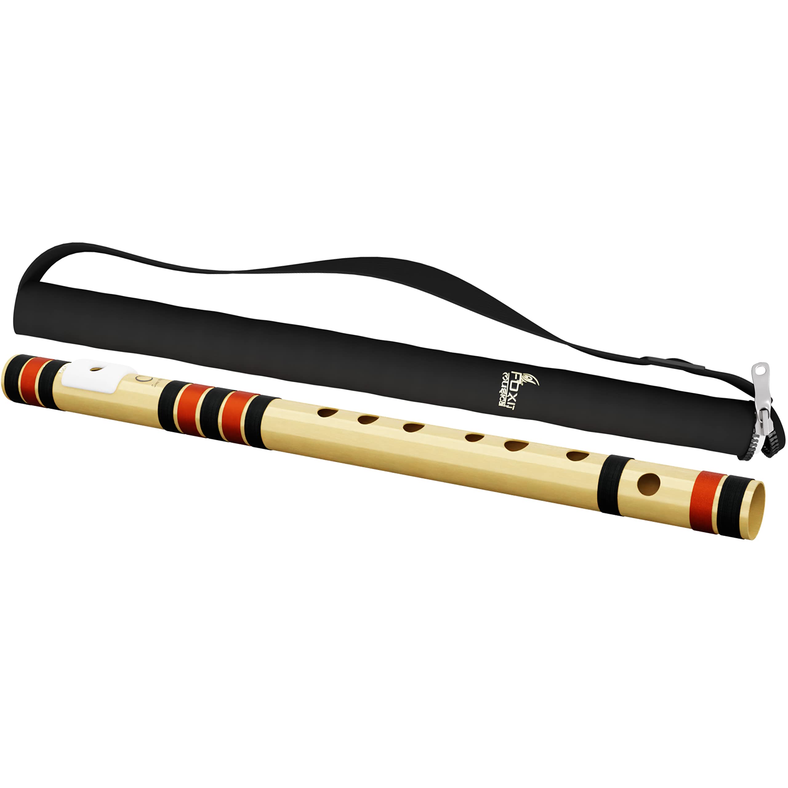 Foxit Musical Flutes Right Handed C Natural Tuned With Tanpura A=440Hz Pvc Fiber (With Carry Bag) (Pvc C Natural, Dark Maroon & 