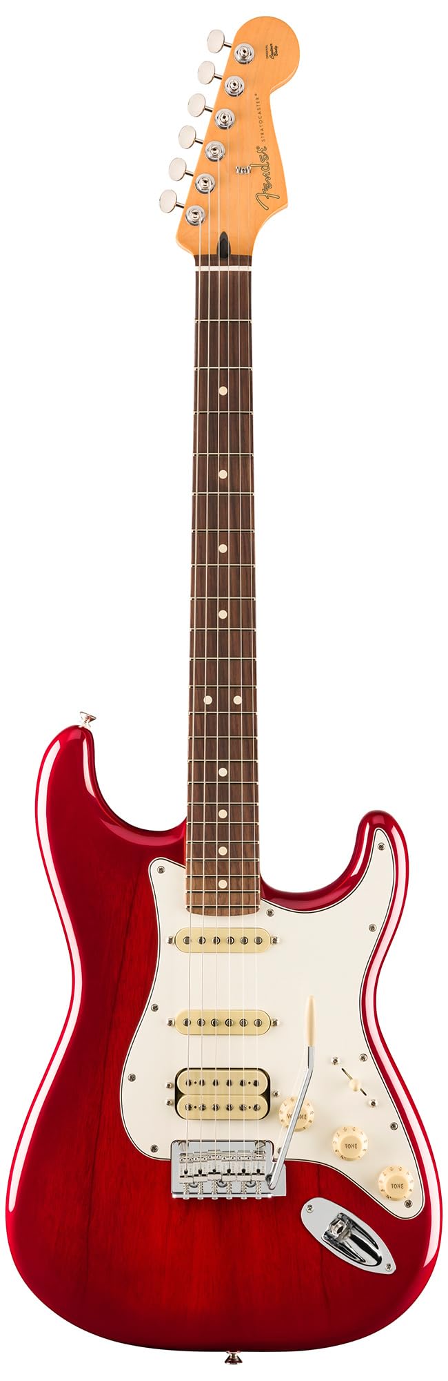 Fender Player II Stratocaster HSS - Transparent Cherry Burst Bundle with Gig Bag, Strap, Cable, 3-Pack Picks and Guitar Cleaning
