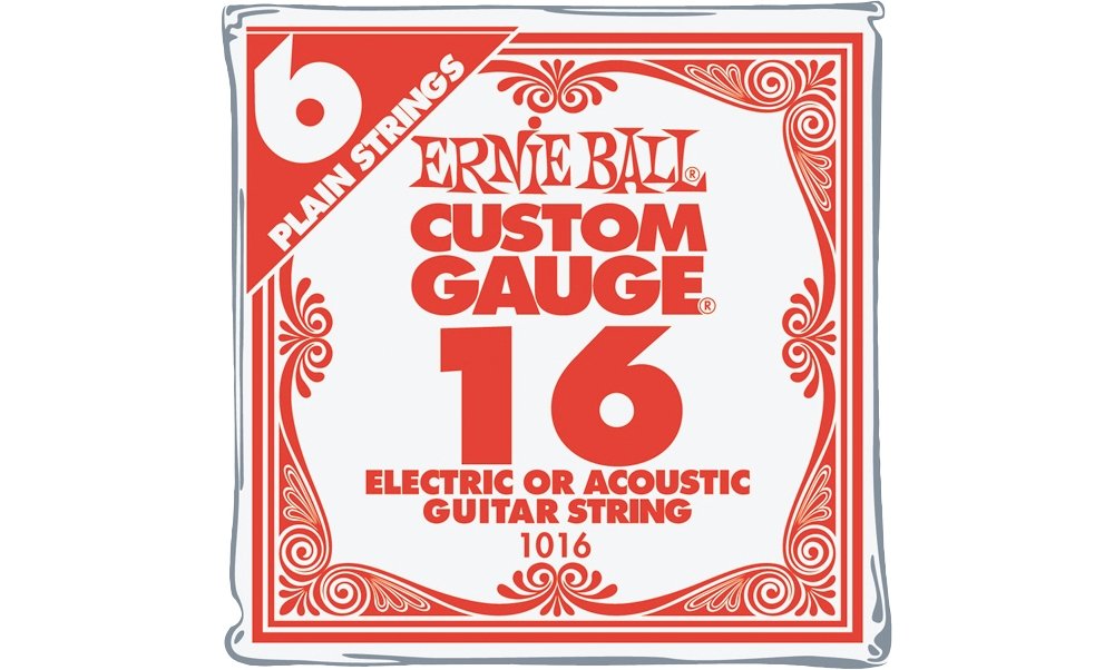 Ernie Ball Nickel Plain Single Guitar String .016 Gauge 6-Pack