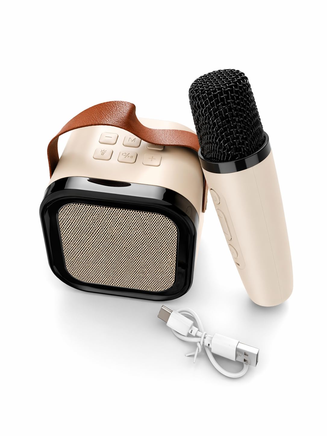 Portable Karaoke Bluetooth Speaker With Wireless Microphone, Rgb Led Light, Usb/Tf Card Support, Rechargeable