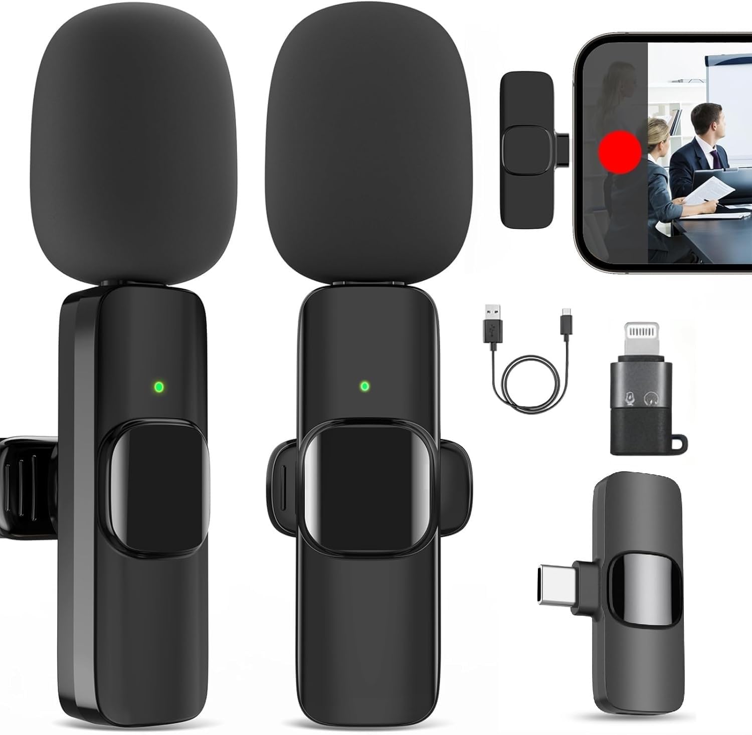 Luteti Professional Mini Mics For Video Recording Interview Conference Podcast Vlog Youtube Tiktok, Wireless Lavalier Microphone