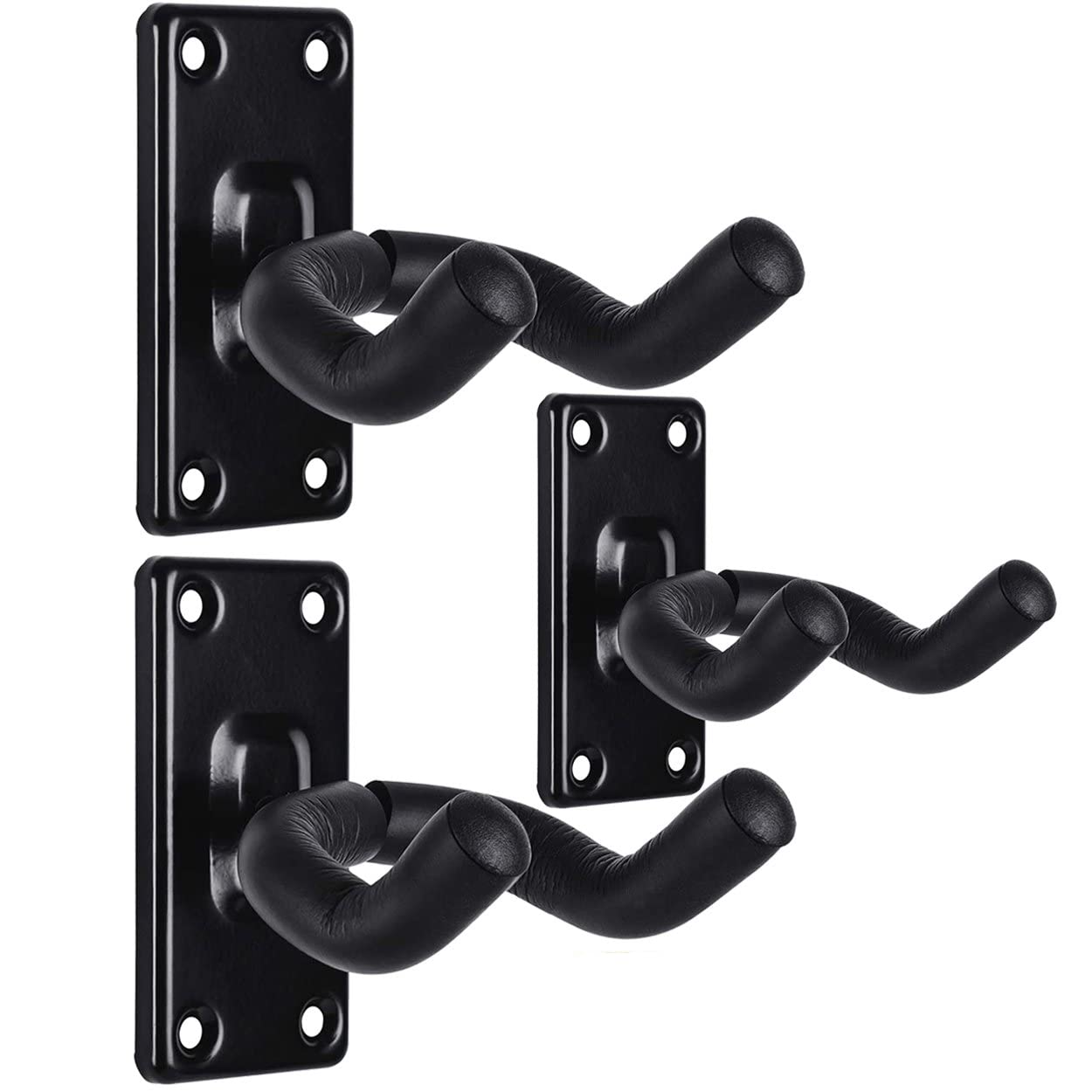Guitar Wall Mount Hanger Hook Holder Stand 3 Pack Guitar Hangers Hooks For Acoustic Electric And Bass Guitars (3Pack-Black)