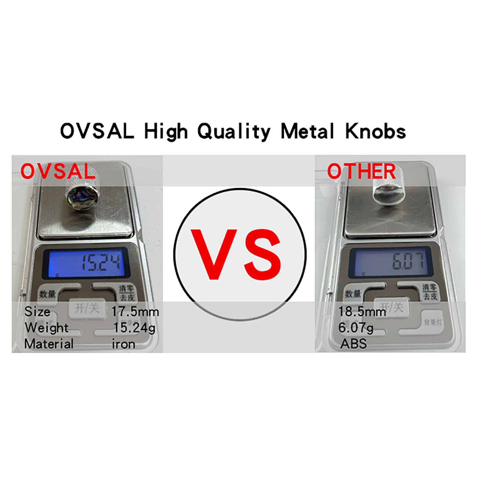 OVSAL 2Pcs Bass Guitar Knobs - Abalone Shell Dome Metal Volume Tone Knobs for Electric Guitars - Feder Strat Telecaster Jazz Gib