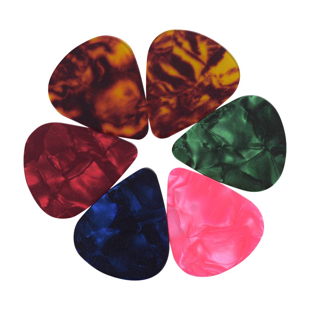 Homgee 6Pcs/Pa Colorful Celluloid Guitar Pi S For Bass Electric Acoustic Guitars (Colors & I N 0.46Mm/0.71Mm/0.96Mm Random Very)