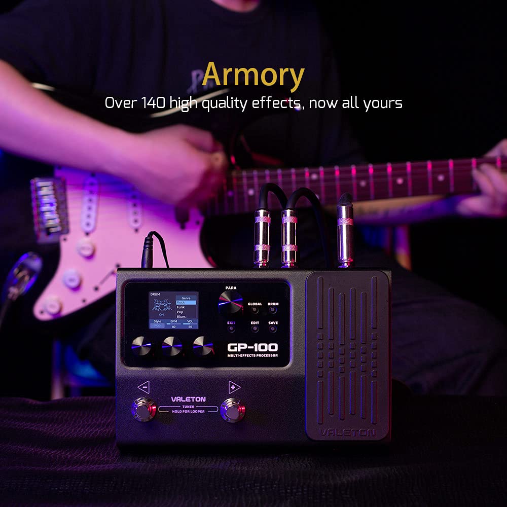 Valeton GP-100 Guitar Bass Amp Modeling IR Cabinets Simulation Multi Language Multi-Effects with Expression Pedal Stereo OTG USB
