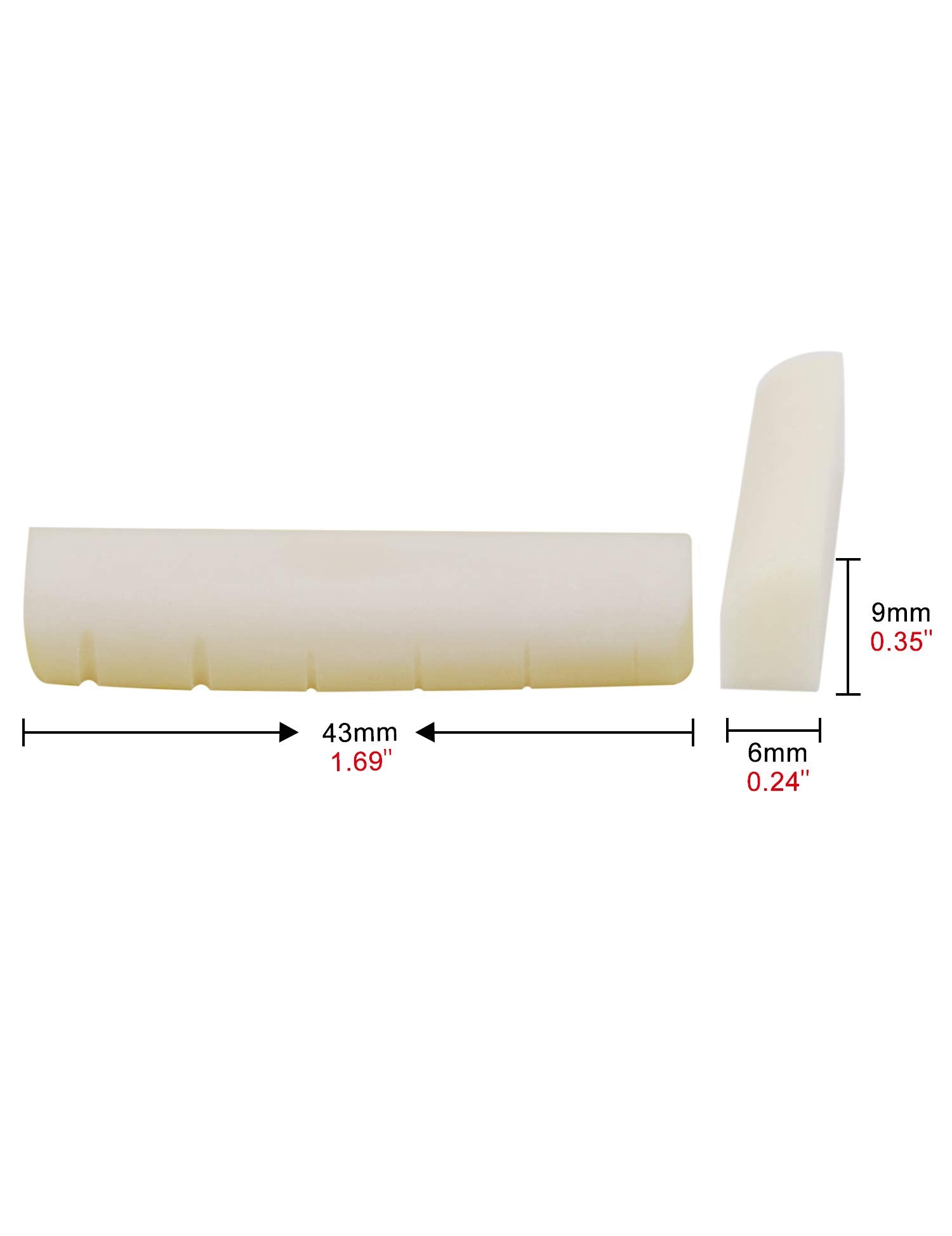 Metallor 6 String Pre-Slotted Bone Guitar Nut Replacement Compatible with LP Style Electric Guitar Folk Acoustic Guitar White.(N