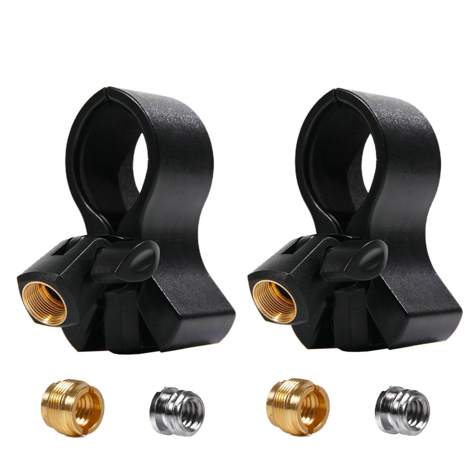 2pcs Large Microphone Clips, Adjustable Mic Holder for Microphones with Outer Diameter Range 1.26 from 2.3, with 5/8 Male to 3/8