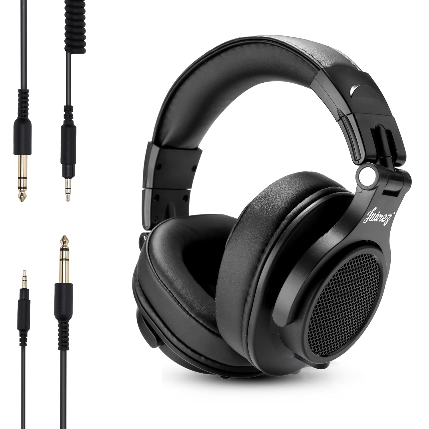 Juarez Jrdj400 Wired Over Ear Dj Headphones With Mic  40Mm Neodymium Drivers, 3.5Mm/6.35Mm Dual Jack, Foldable Design, Coiled & 