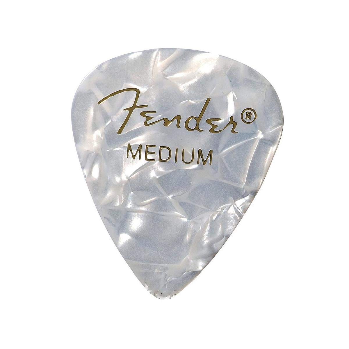 Fender Premium Celluloid Guitar Picks 351 Shape, White Moto, Medium, 12-Pack