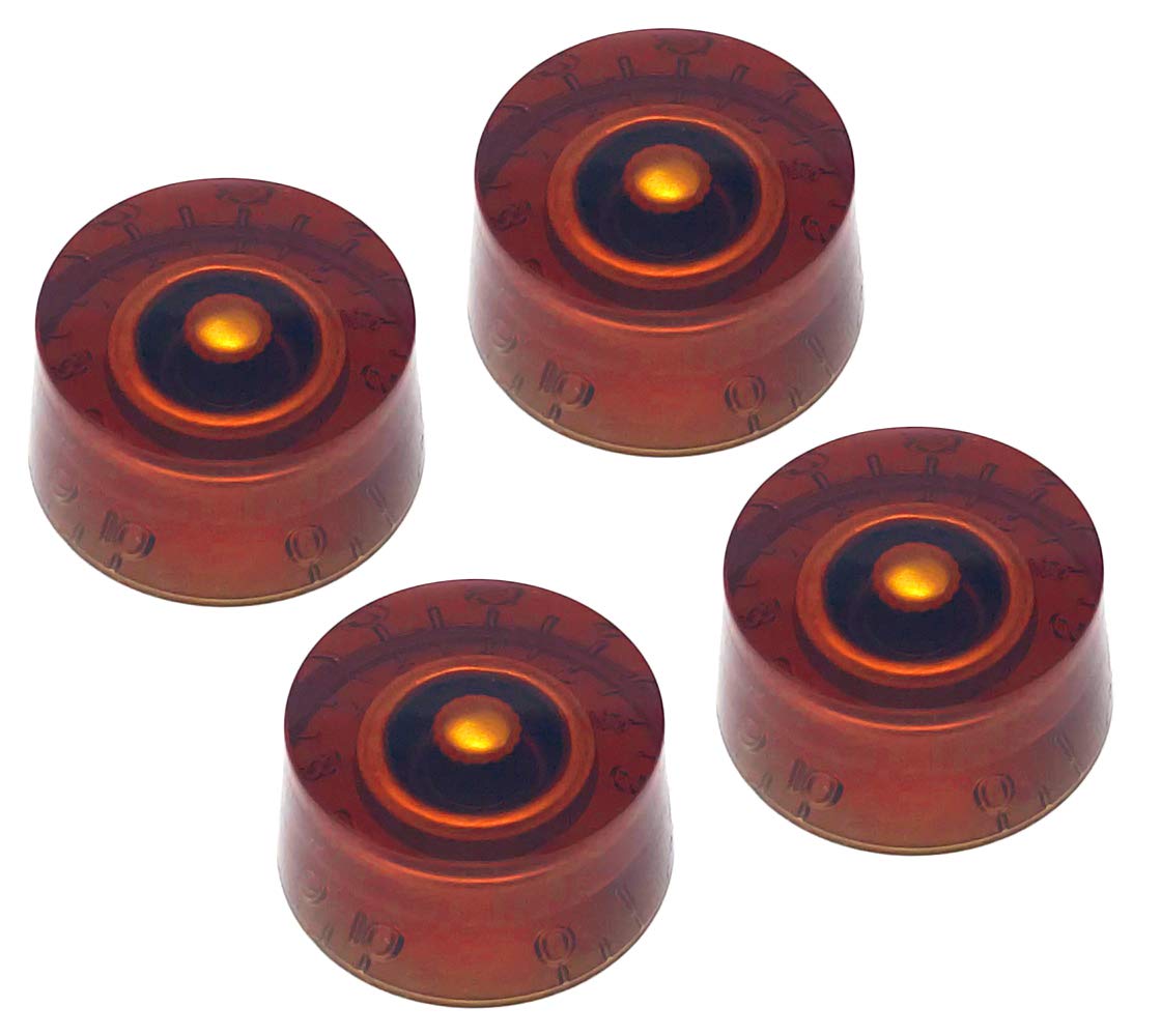 Vintage Forge Amber Speed Knobs Compatible With Epiphone Les Paul Sg Electric Guitar (Set Of 4) Fits 18 Coarse-Spline Import (Me