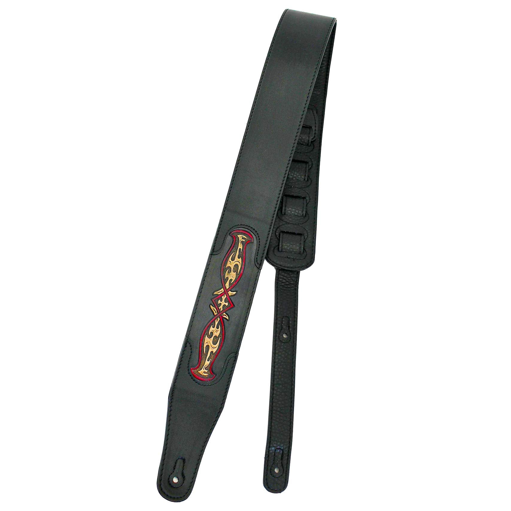 Walker & Williams CVG-103 Black Padded Guitar Strap Hand Tooled Celtic Design