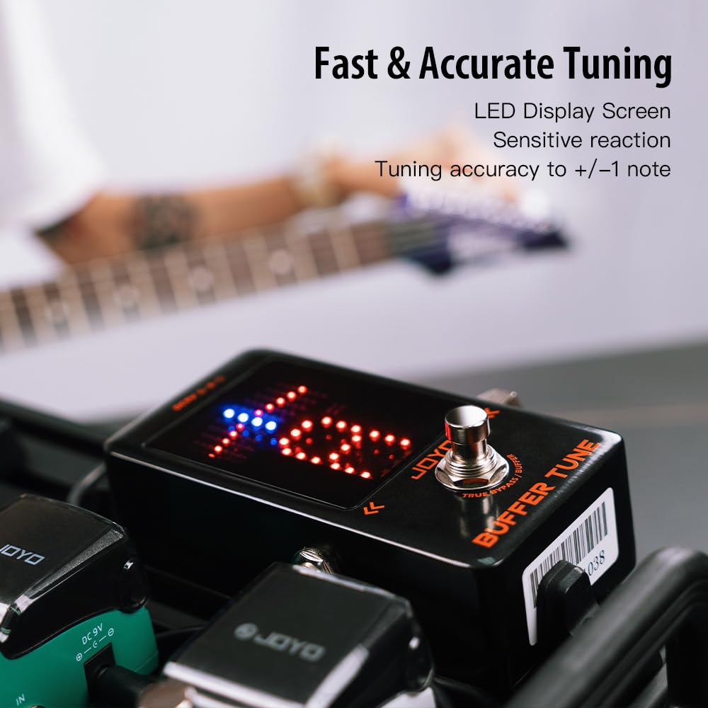 JOYO Buffer Tuner Pedal Built-in Buffer with Accurate Tuning and LED Screen for Electric Bass Guitar Effects (Buffer Tune JF-19)