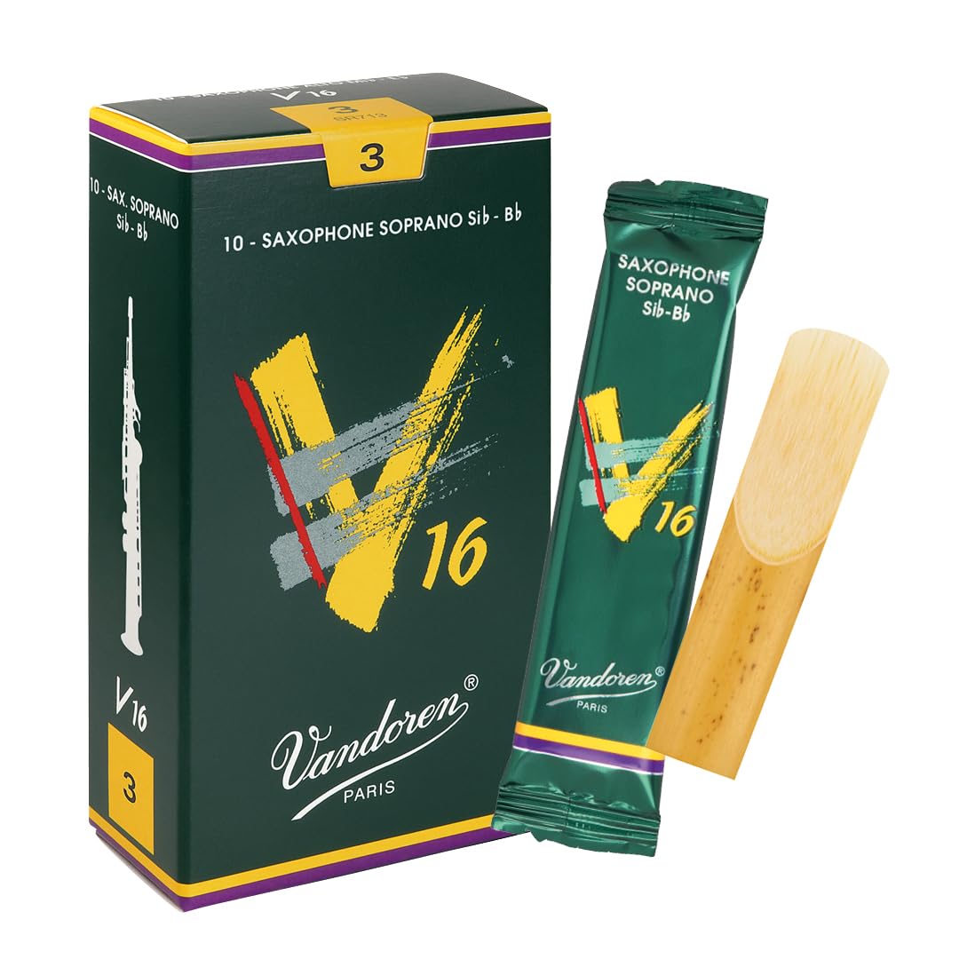 Vandoren SR713 Soprano Sax V16 Reeds Strength 3; Box of 10