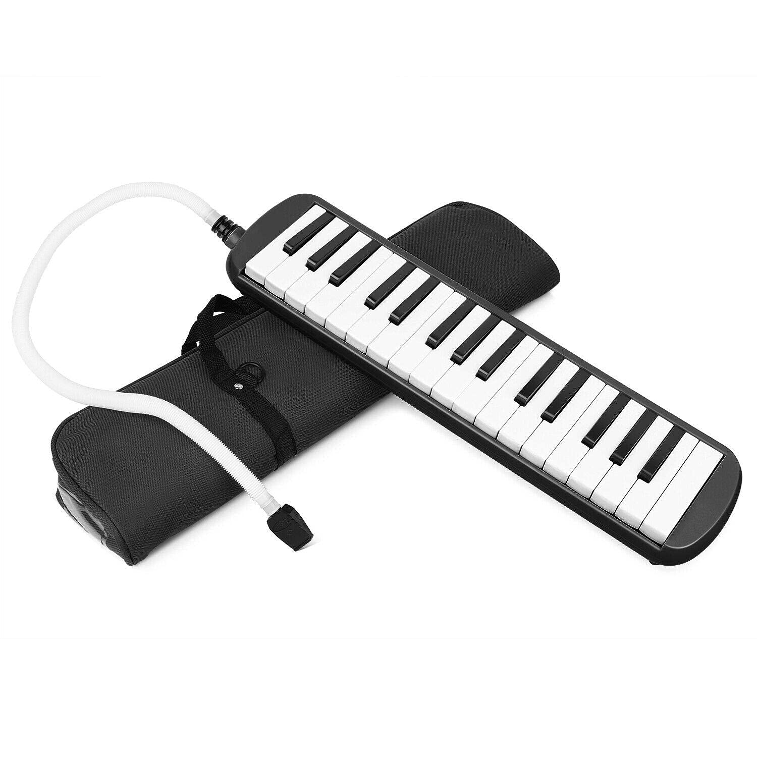 RVM Toys 32 Key Blow Piano (Pianica) Portable with Carrying Bag, Soprano Short and Long Mouthpieces for Beginners Kids Gift Blac