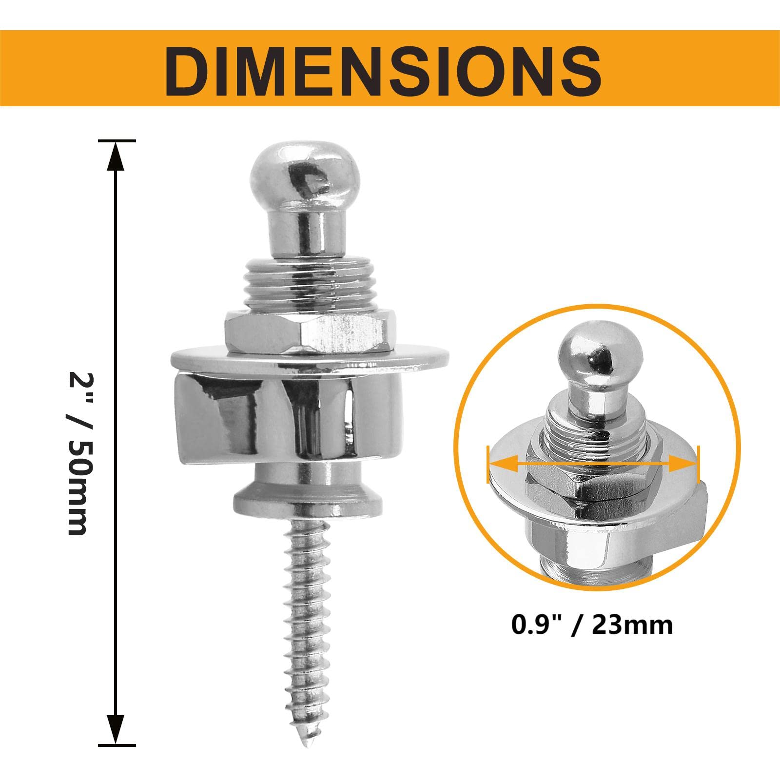 LifCratms 4PCS Guitar Strap Locks, Metal Heavy Duty Guitar Straplocks Replacement, Buttons Quick Release Security retainer Syste