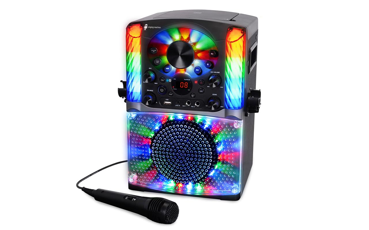 Singing Machine SML625BTBKD Karaoke Machine, Portable Bluetooth CD+G Karaoke System, Black