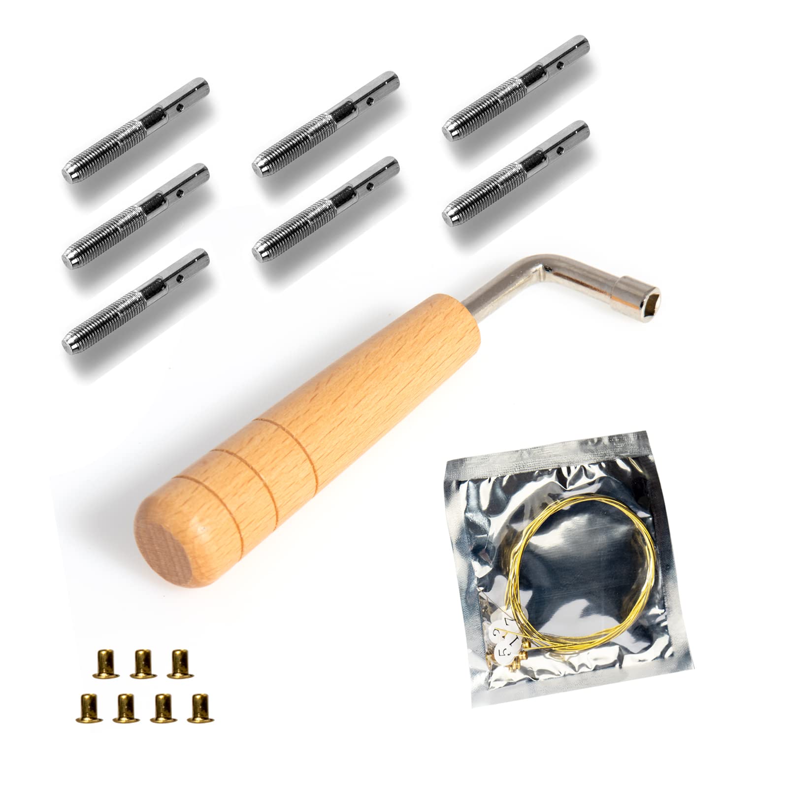 Cheerock 7 Lyre Harp Strings 7pcs String Pin Nails with Tuning Wrench Replacement for Lyre Harp and Other Small Harp Musical Str