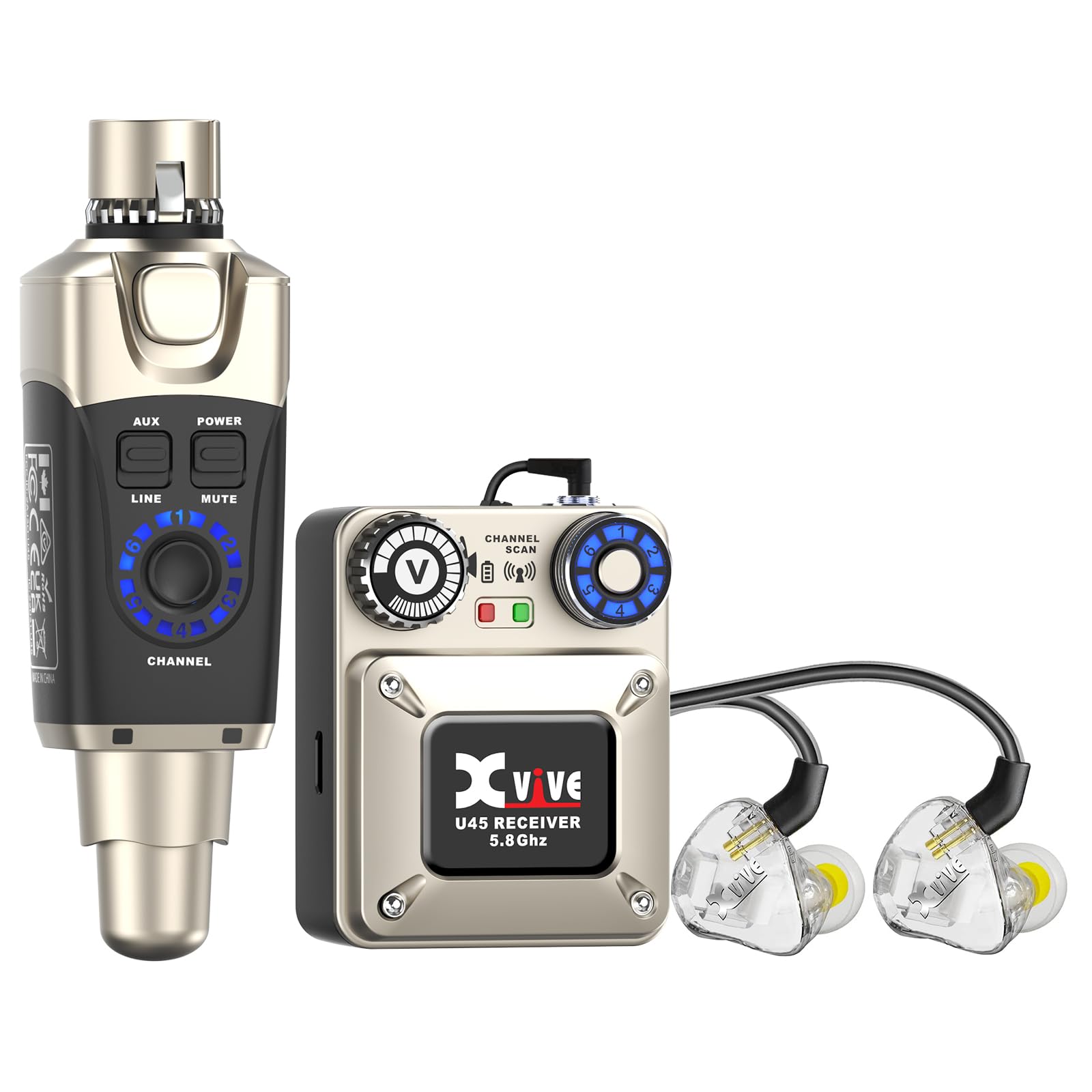 Xvive U45T9 Wireless in-Ear Monitor System Bundle with T9 in Ear Monitor