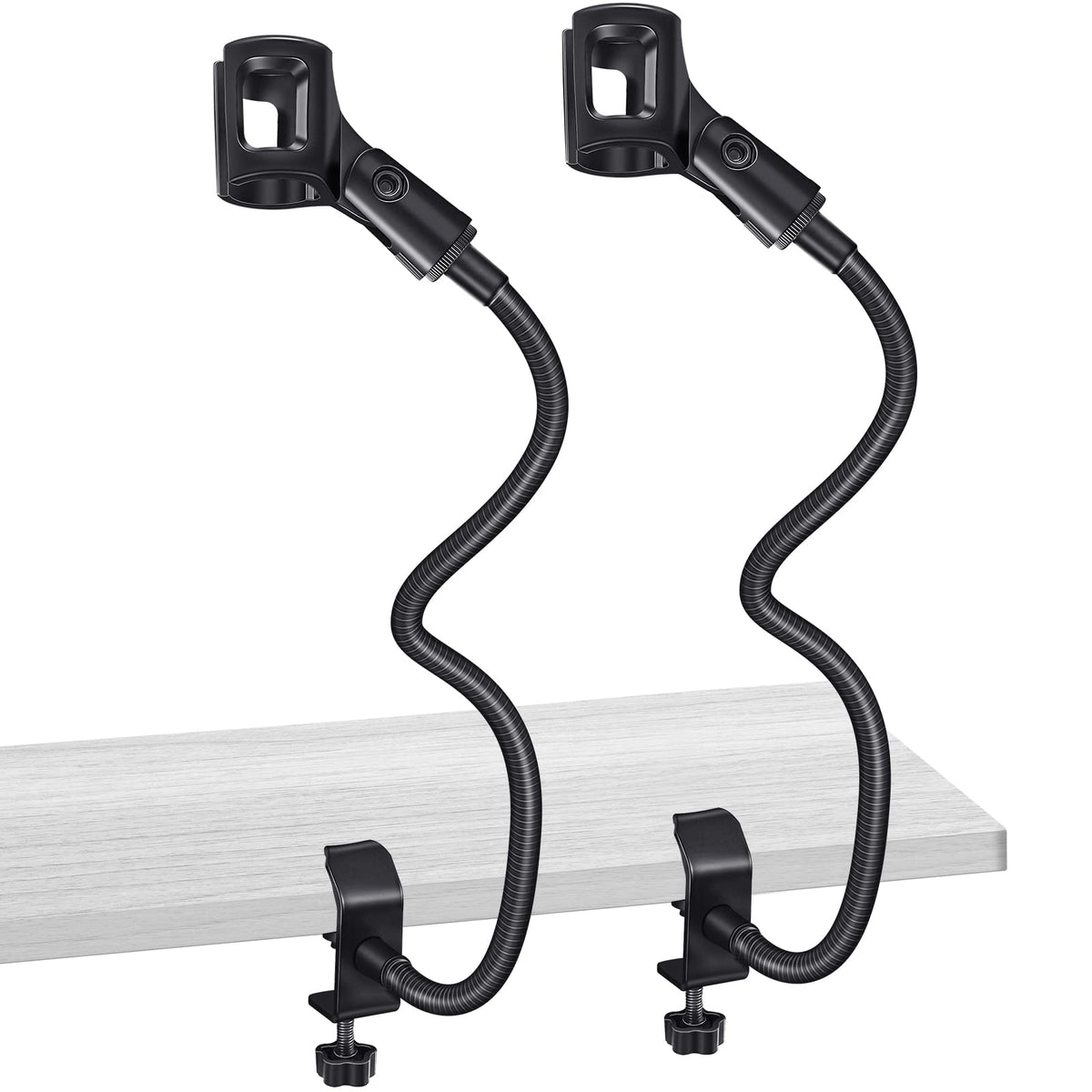 2 Pcs Gooseneck Mic Stand Mic Holder Microphone Stand Mount Adjustable Arm Adapter Podium Microphone Flexible Gooseneck Desktop
