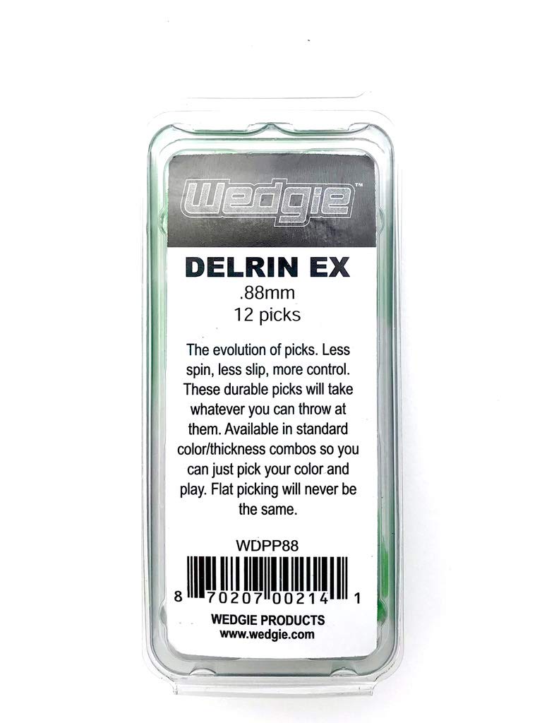 Wedgie WDPP88 0.88mm Wedgie Delrin Pick, 12 Pack, Green