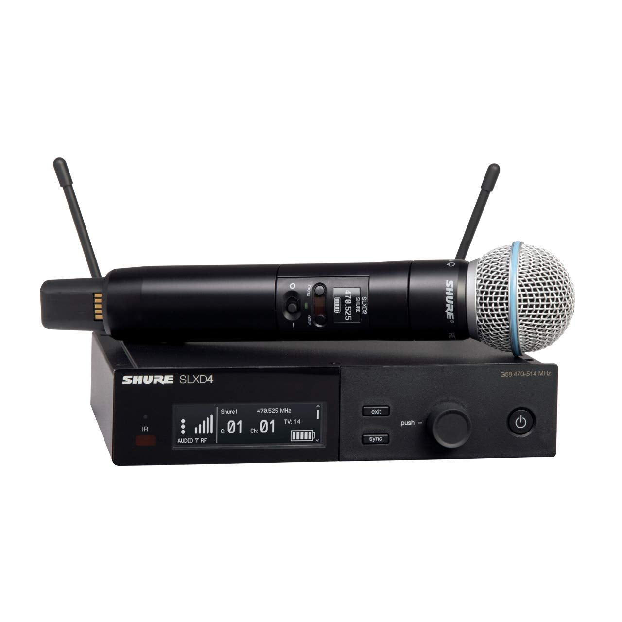 Shure Slxd24/B58 Wireless Microphone System With Beta58A Handheld Vocal Mic, Slxd24/B58-J52