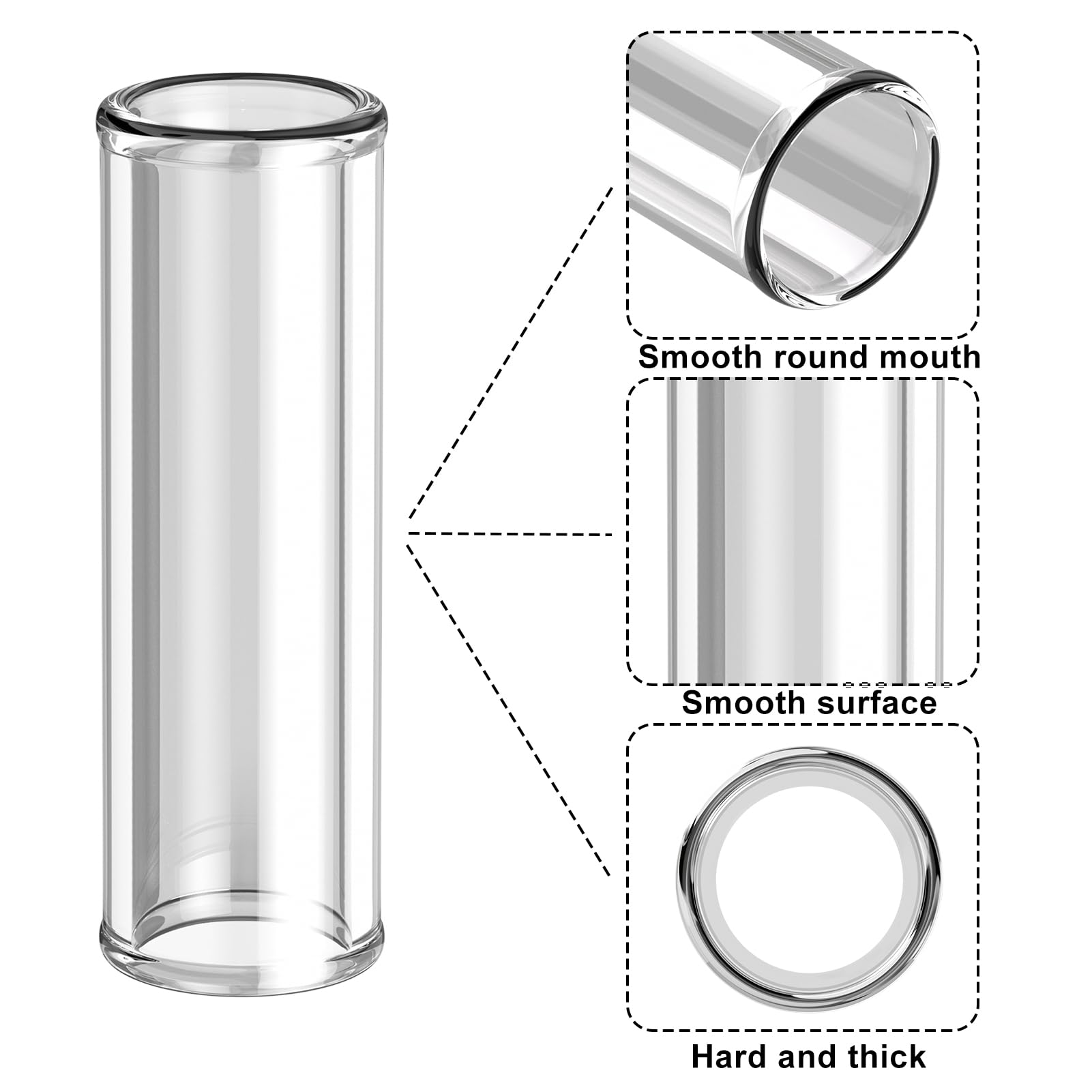 LIFEHIM 8pcs Glass Guitar Slide for Electric and Acoustic: Finger Knuckle Slide Guitar Multisize with Extra Large Guitar Slides