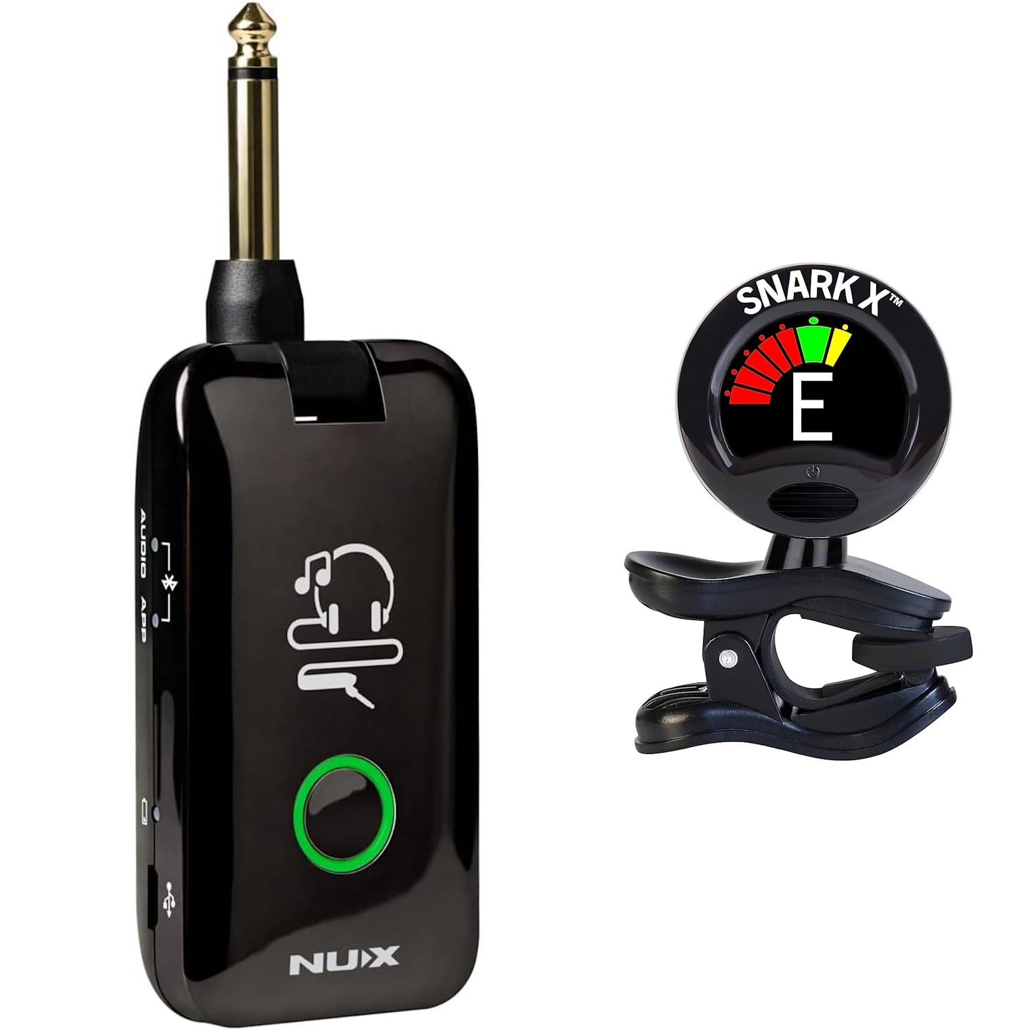 Nux Mp-2 Mighty Plug Guitar & Bass Modeling Hgeadphone Amp For Guitar/Bass - Bundle With Snark-X Tuner