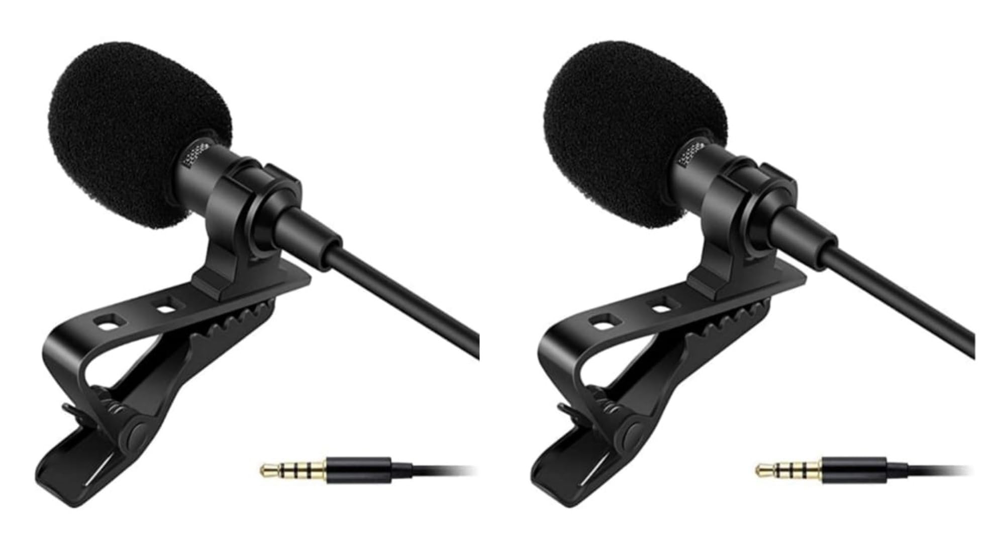 Inefable Dynamic Lapel Collar Mic Voice Recording Filter Microphone For Singing Youtube Smartphones - Black (Pack Of 2)