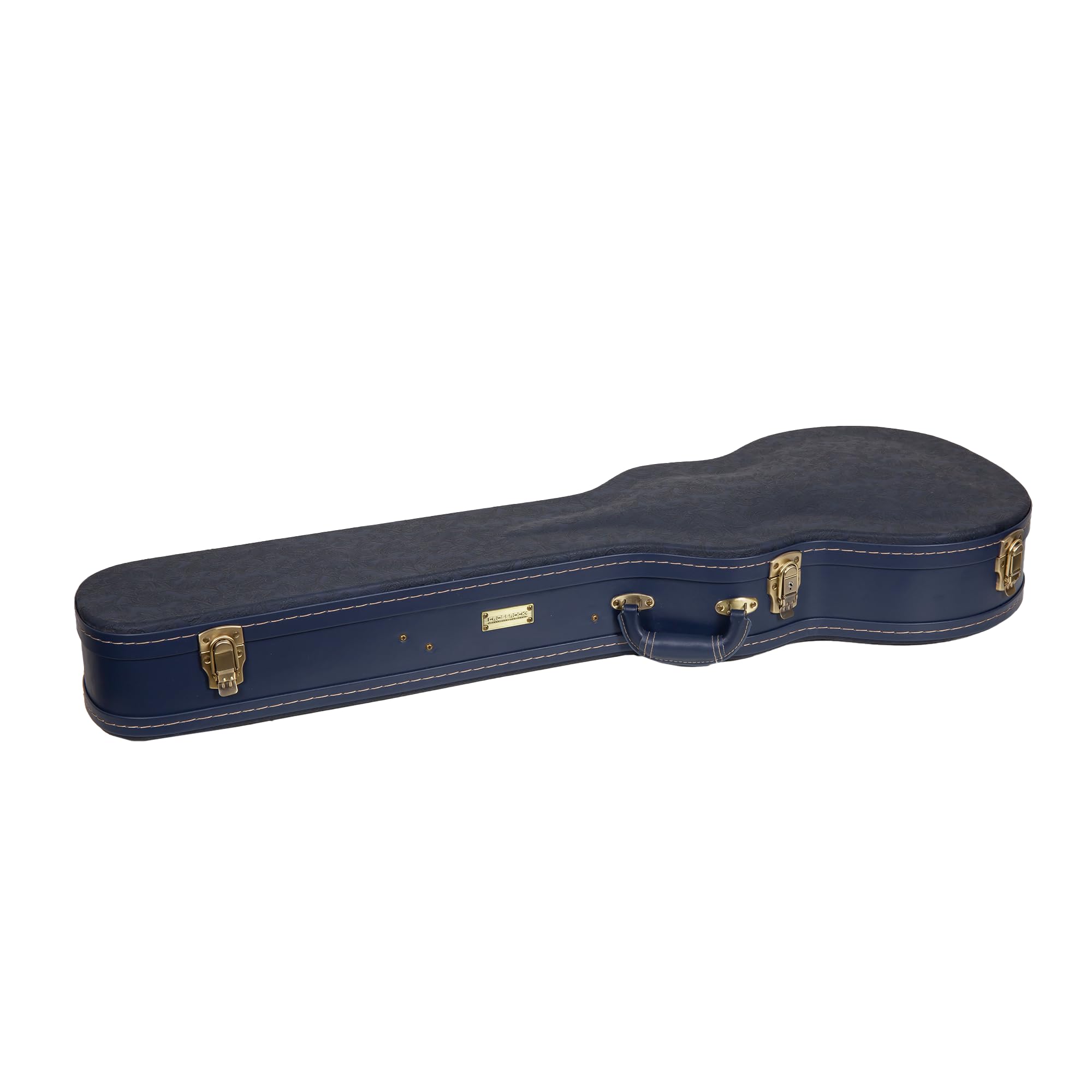 Crossrock Relief Series Les Paul Guitar Case for Single-Cut Electric Guitars | Carved Ocean Blue Finish, Deep Scarlett Velvet In