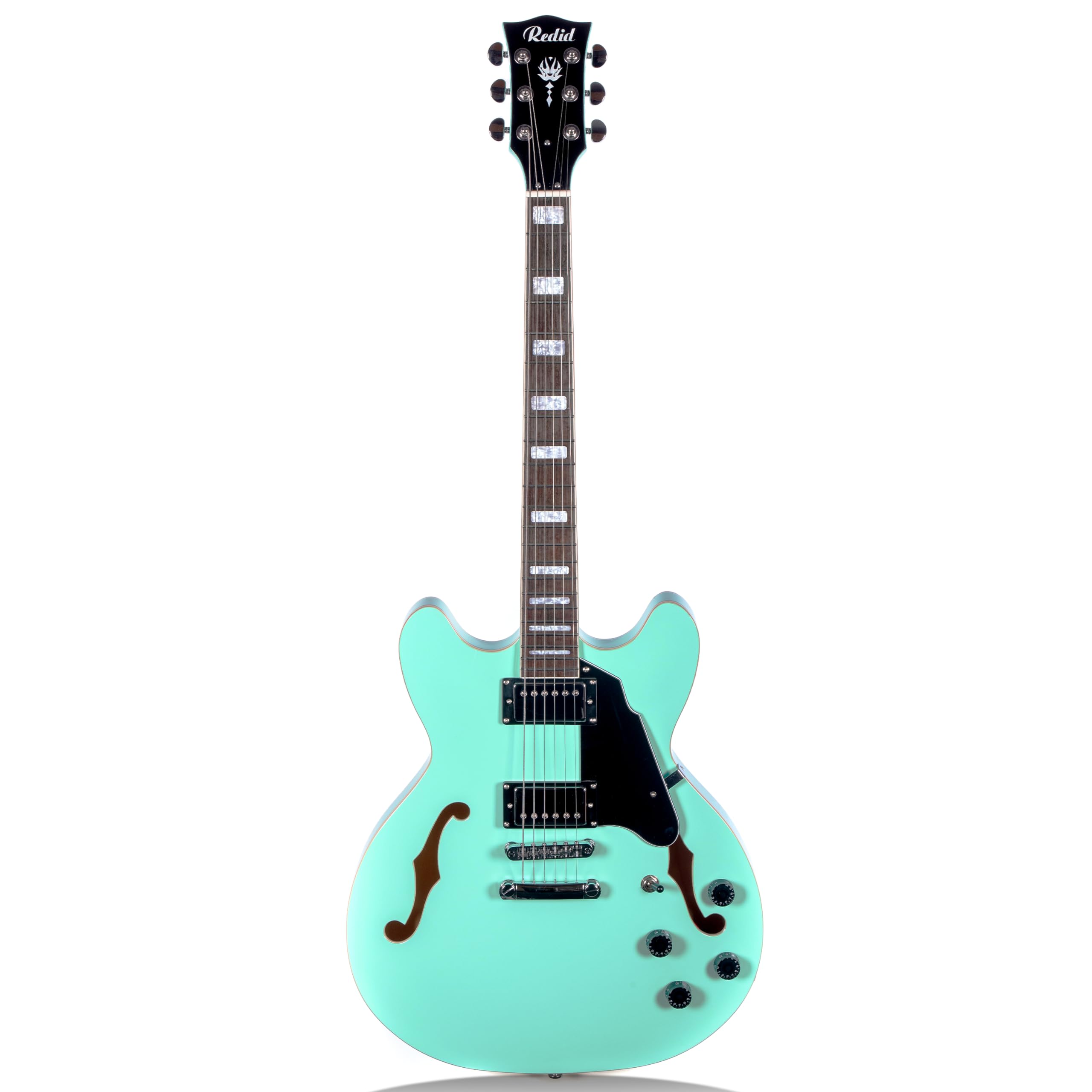 Redid Semi-Hollow Body Electric Guitar Rd-100 Jazz Guitar With F-Hole,Maple Neck,Humbucker Pickups(Green)