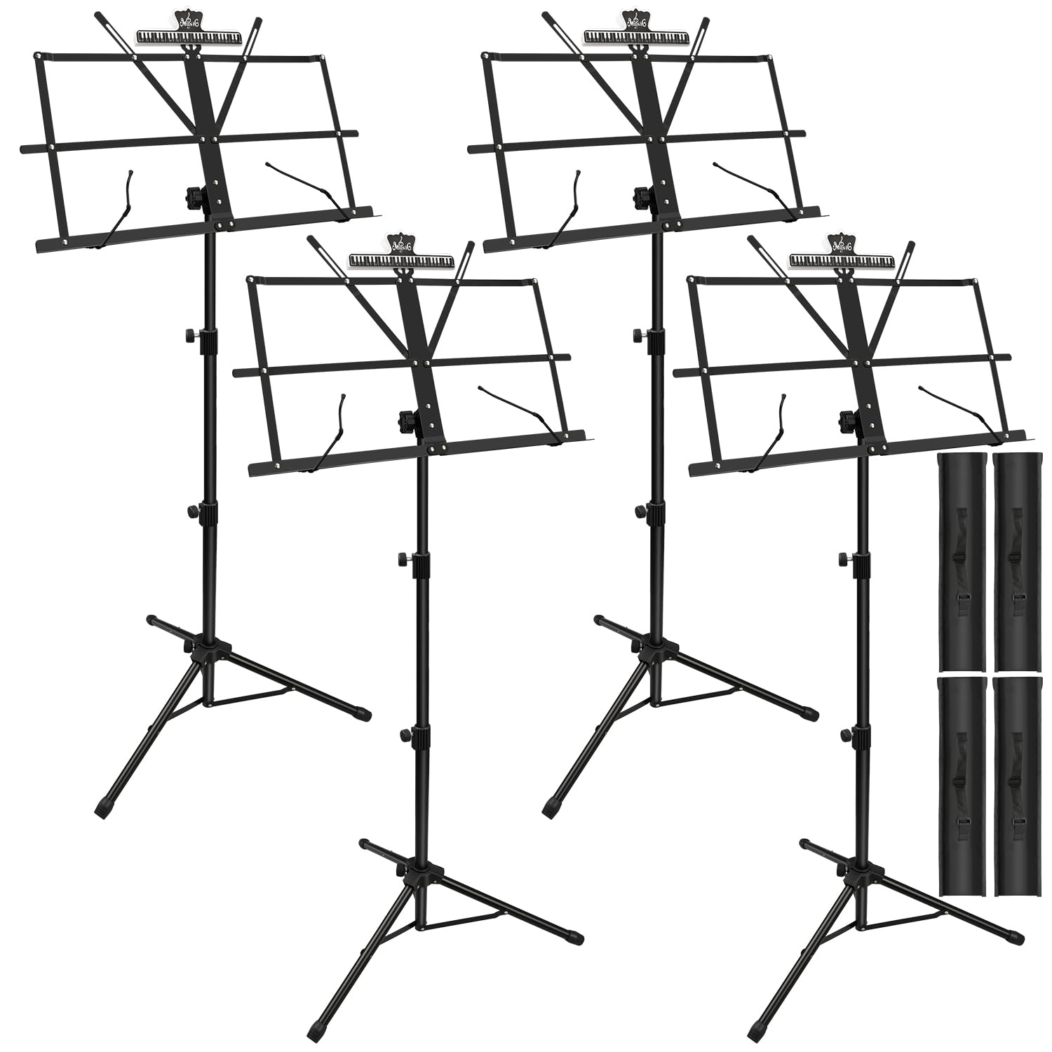 4 Pack Music Stand, 2 in 1 Dual-Use Folding Sheet Music Stand, Lightweight Portable Adjustable Desktop Book Stand with Music She