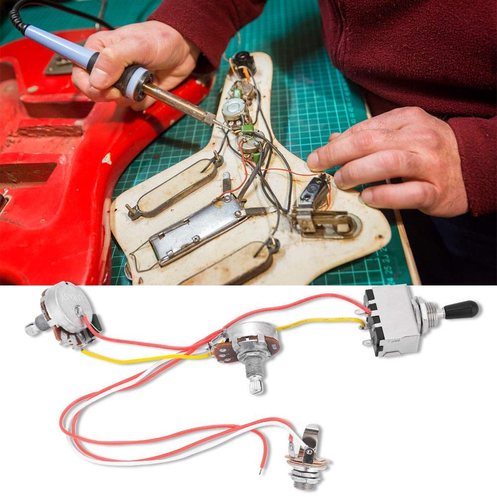 Guitar Wiring Harness, Guitar Prewired Harness Humbucker Wiring Harness Prewired 3 Way Chrome Box Toggle Switch 500K Pots for El