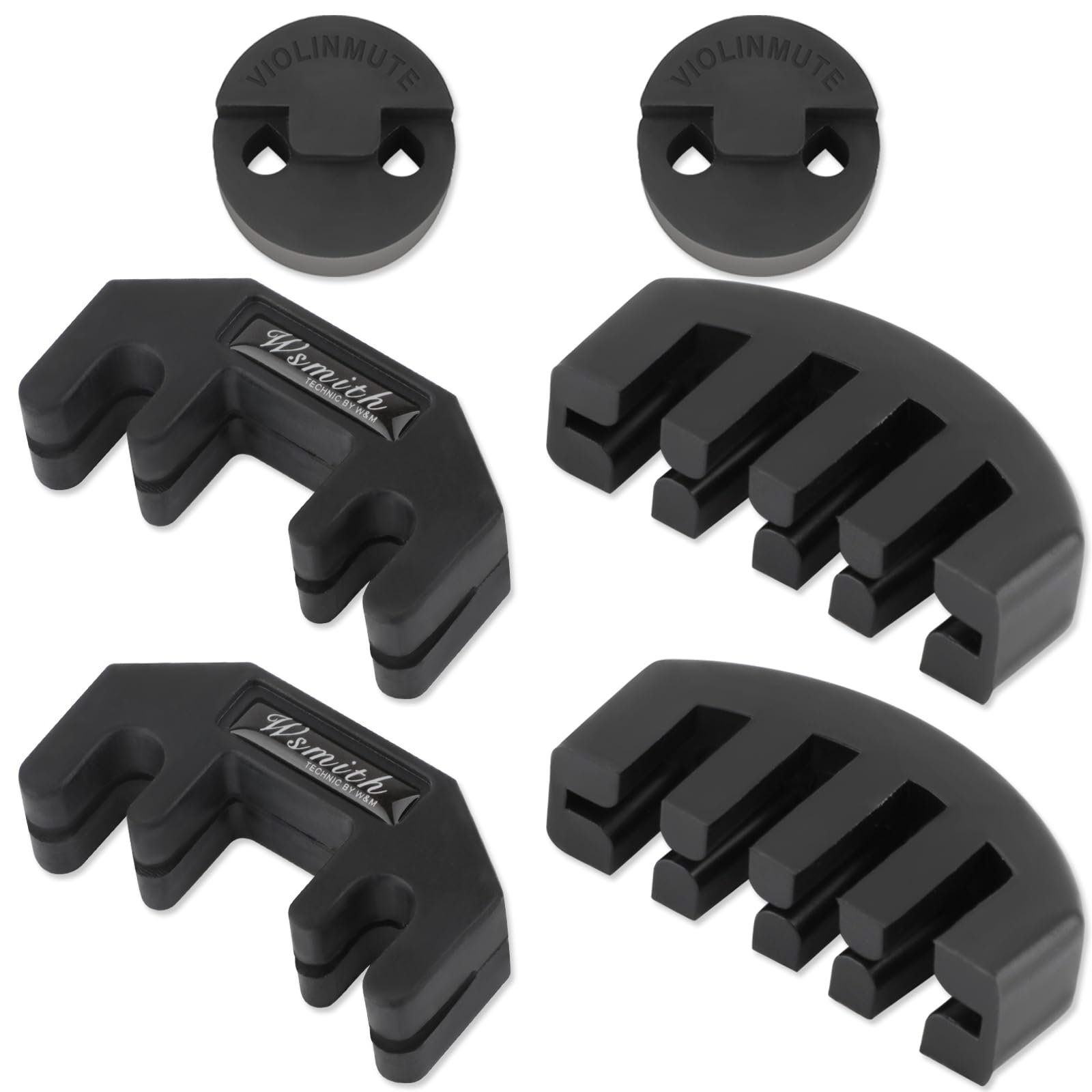 Violin Mute,6 Pcs Rubber Violin Practice Mute Set for Violin and Small Viola,Included 4 Pcs Claw Style & 2 Pcs Round Tourte Styl
