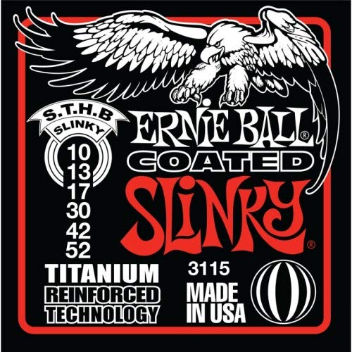 Ernie Ball Skinny Top Heavy Bottom Slinky Coated Titanium RPS Electric Guitar Strings 10-52 Gauge