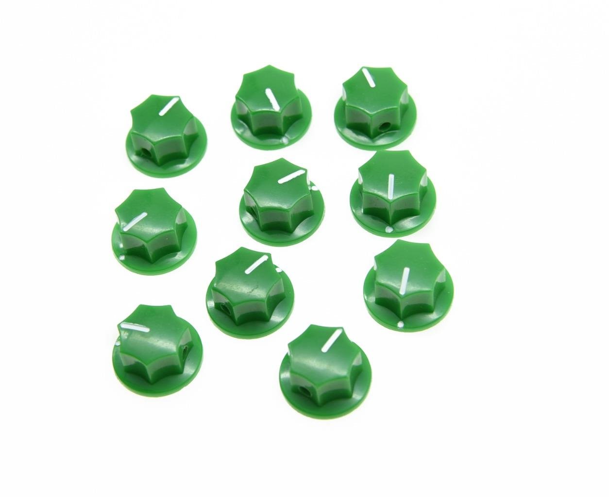 KAISH 10pcs Green Mini MXR Style Skirted AMP Knob Brass Insert Effect Pedal Knobs
