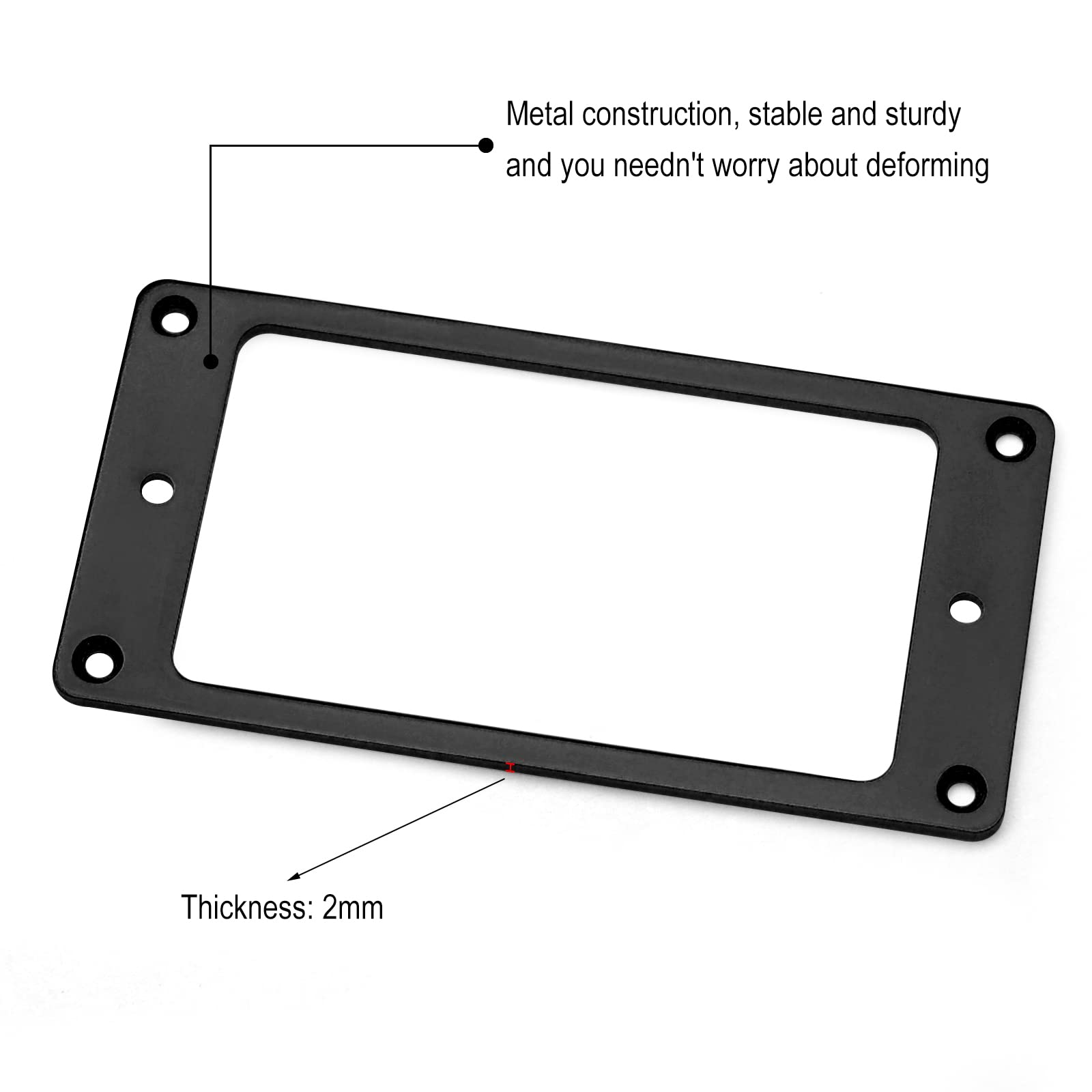 MAXCHEER 2PCS Metal Iron Flat Humbucker Pickup Ring for Electric Guitar Replacement (Black)