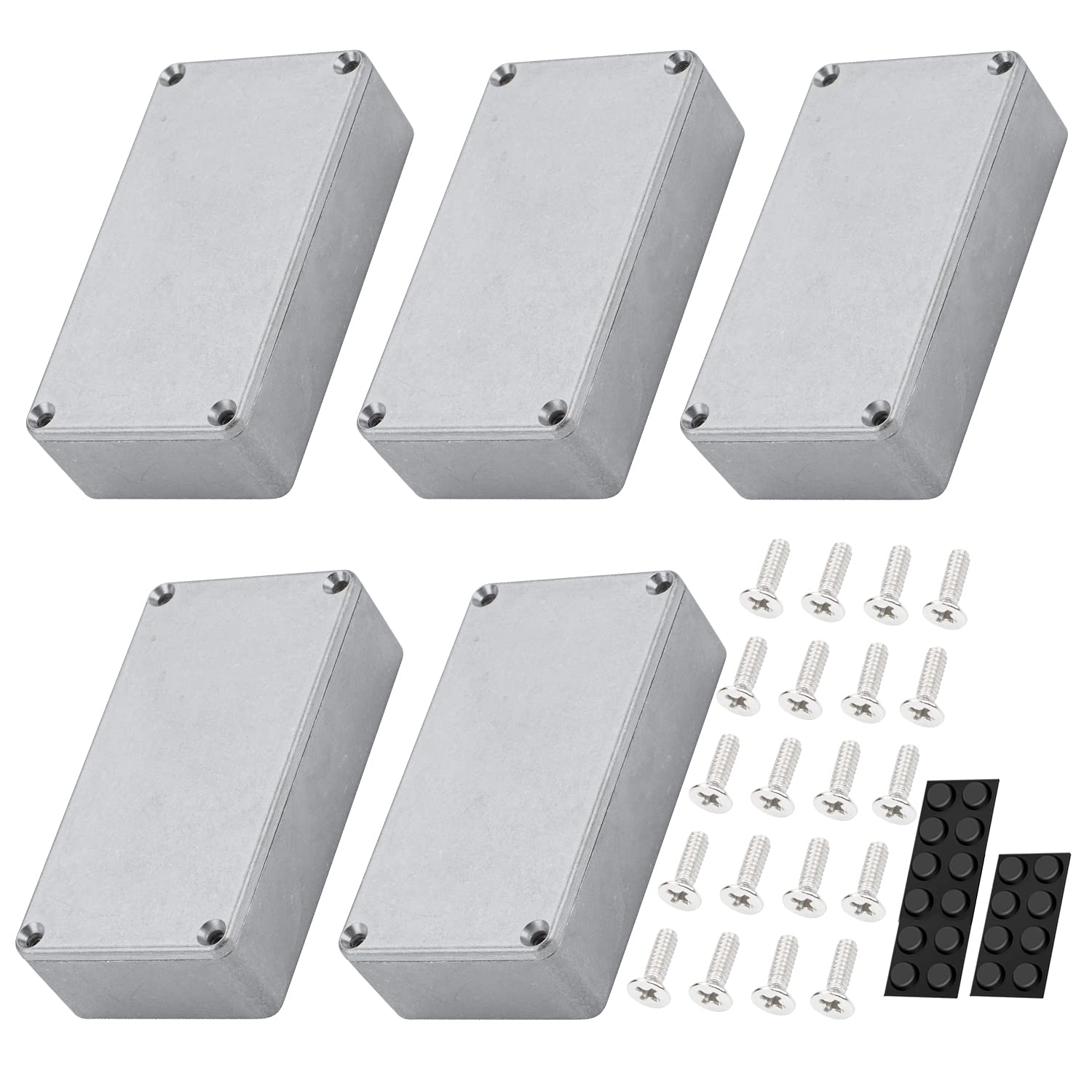 Daiertek 5Pcs 1590B Guitar Pedal Enclosure Aluminum Diecast Stomp Box Case 112X61X32Mm Toggle Switch Box