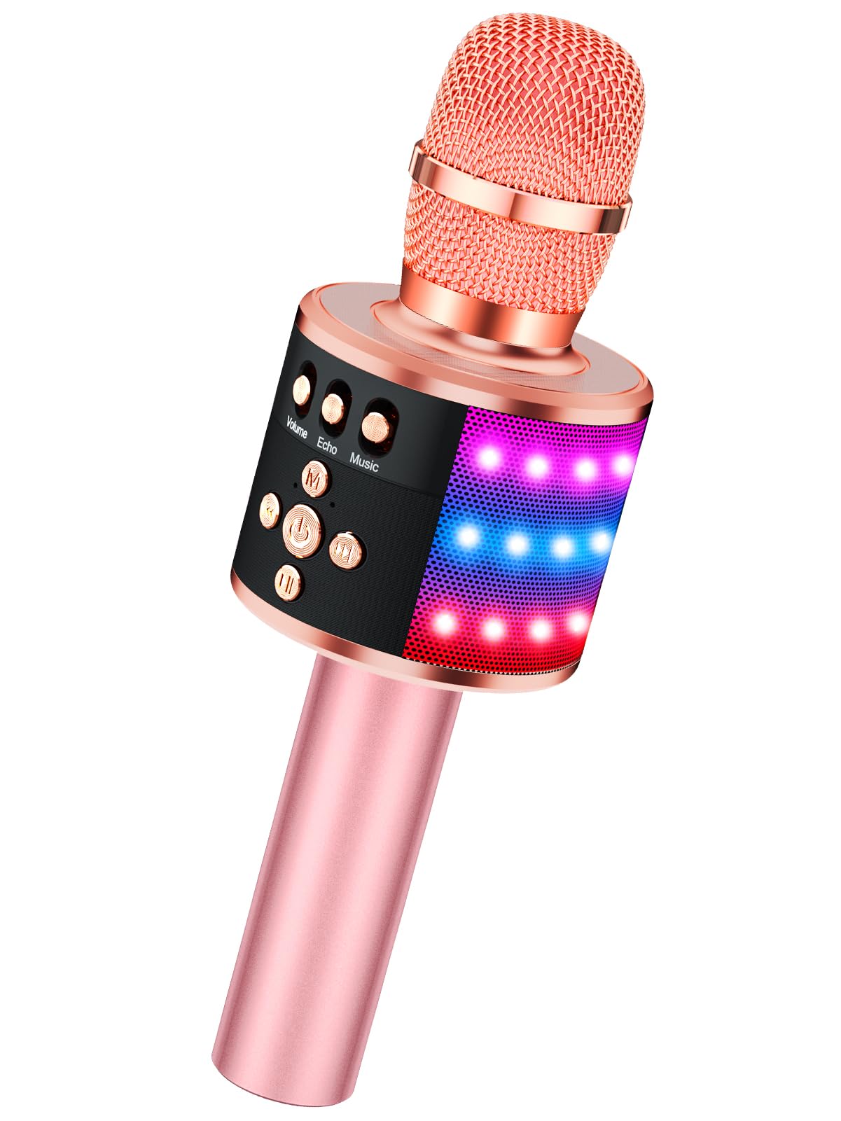 BONAOK Karaoke Microphone for Kids & Adults - Bluetooth Microphones Singing Mic with Disco Lights, Echo Effect, Built-in Speaker