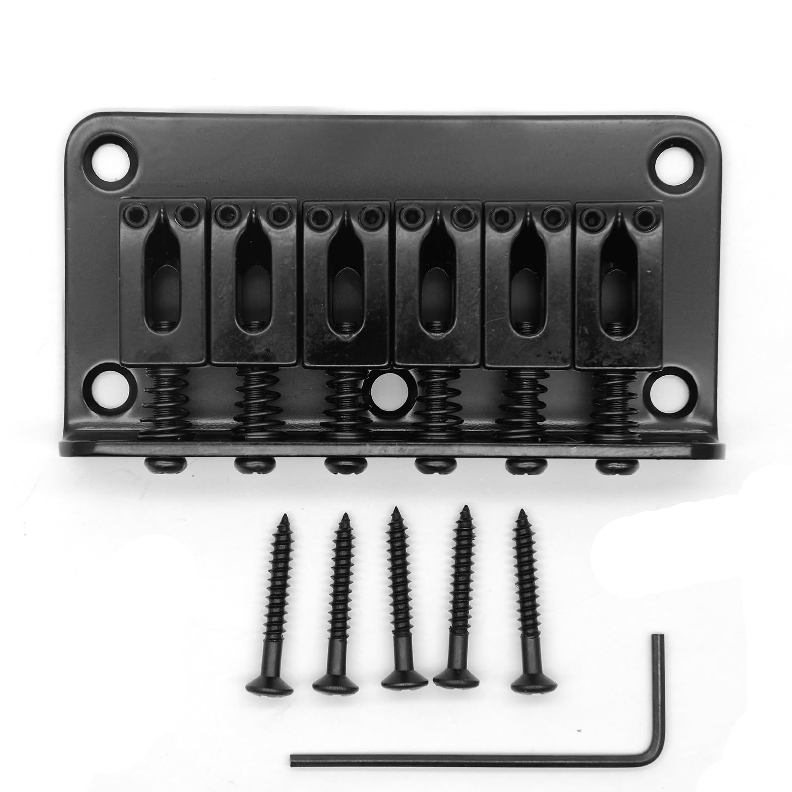 harpfeas 78mm Fixed Hardtail Bridge for 6 String Fender Strat Tele Electric Guitar (Black)