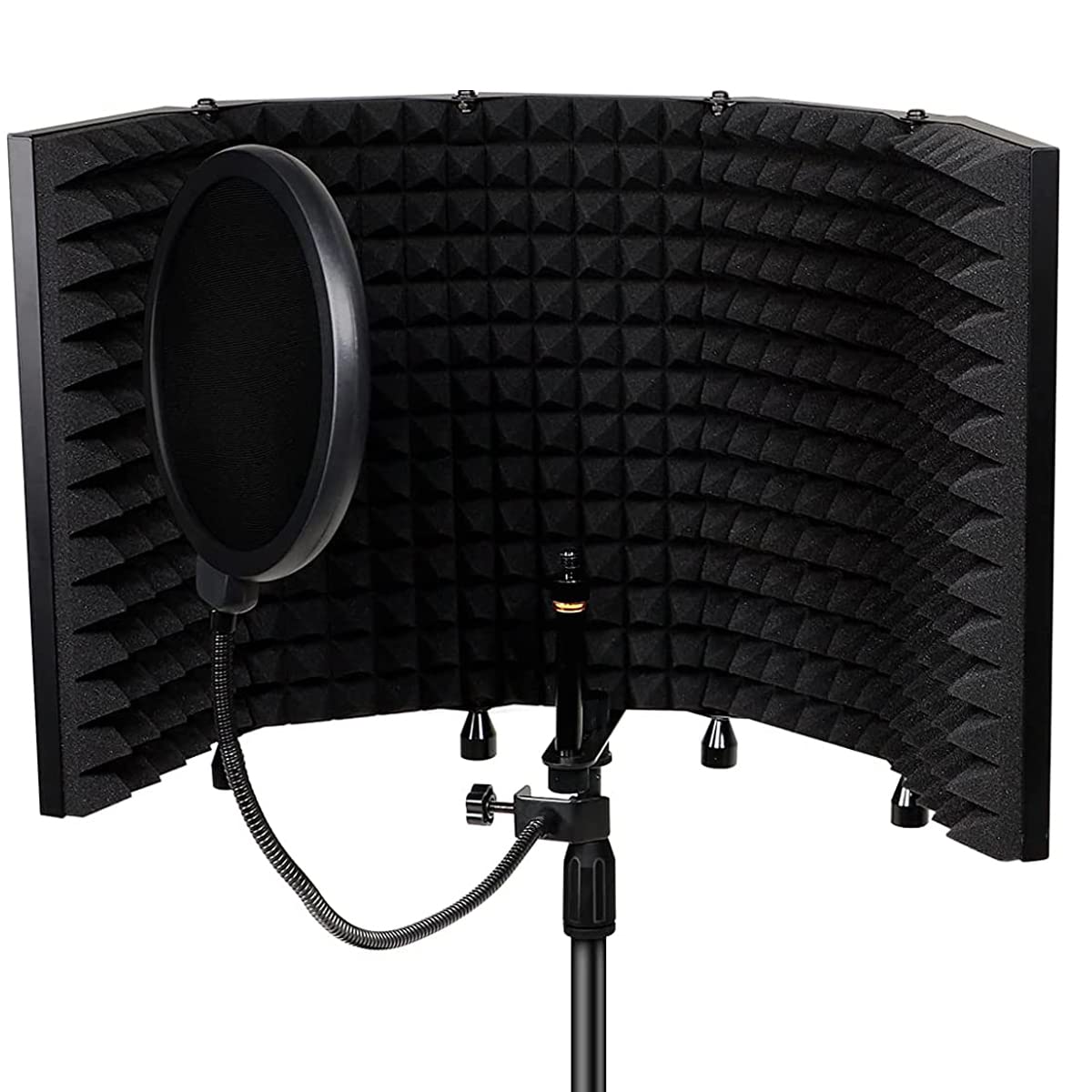 Device Of Urban Infotech 5 Panel Isolation Shield For Microphone With Pop Filter Soundproof Vocal Booth Reflection Filter For Co