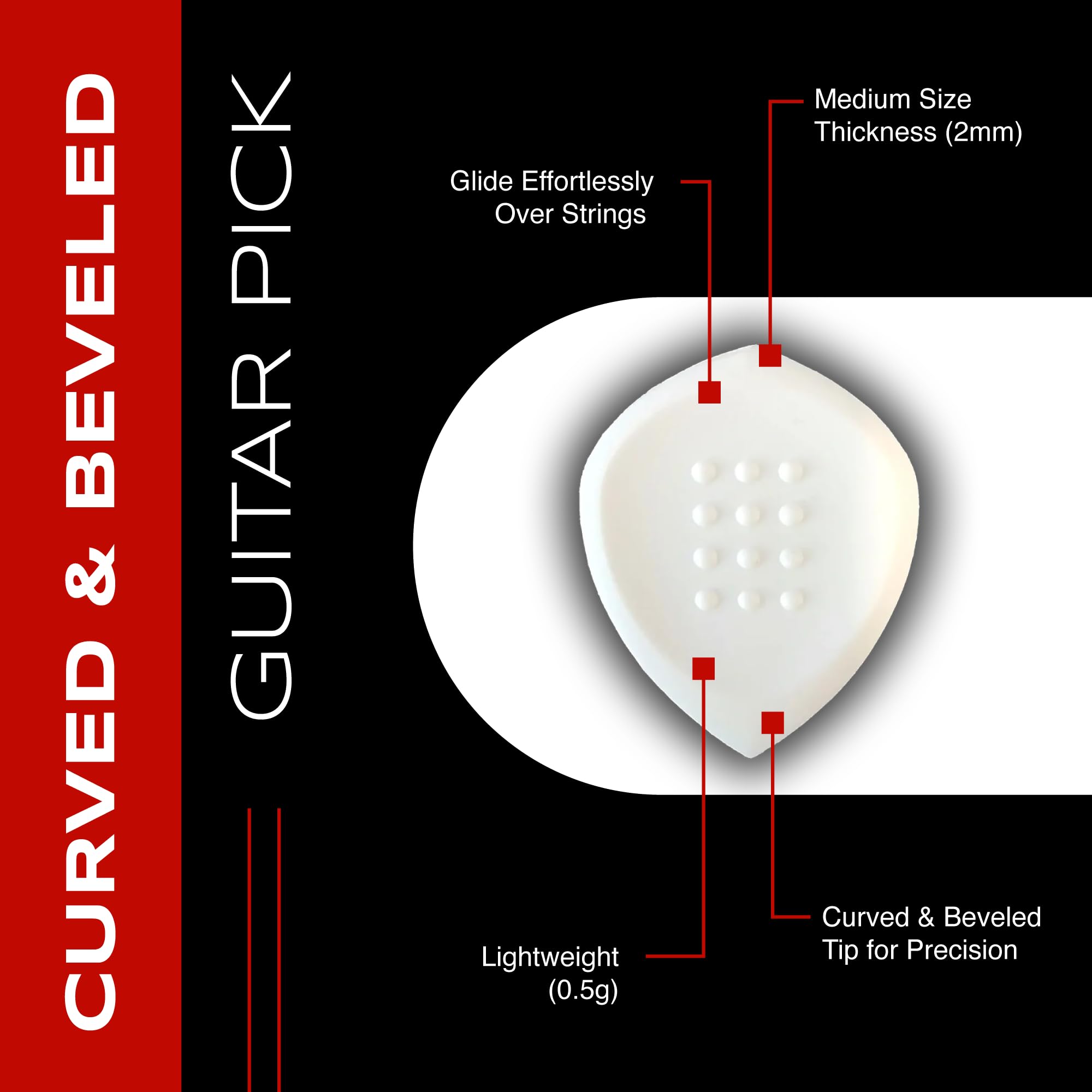 Acoustik Attak STEALTH Structured Guitar Pick - Small Beveled Guitar Picks, Unique Tone (10 Pack, White)