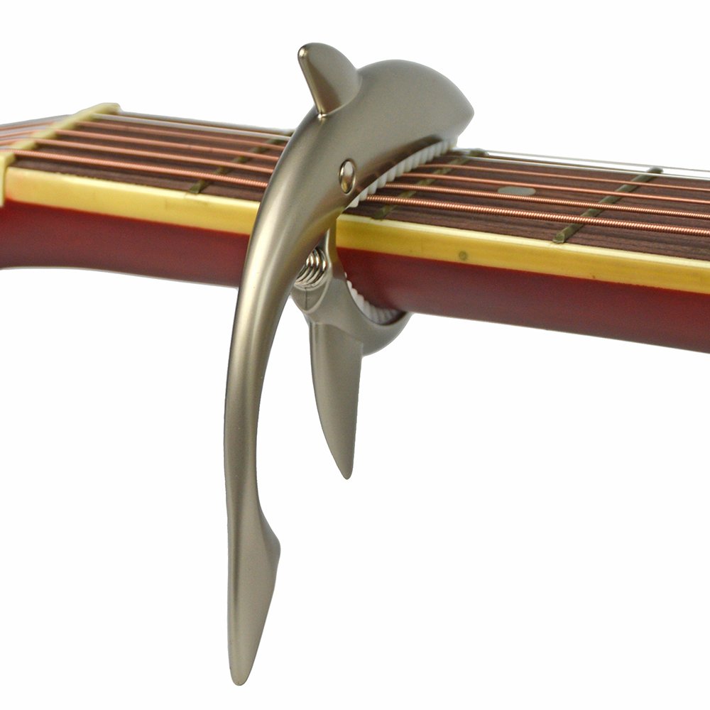 Shark Capo,Zinc Alloy Tone Clip for Acoustic,Folk,Electric Guitar and Ukulele (Gray)